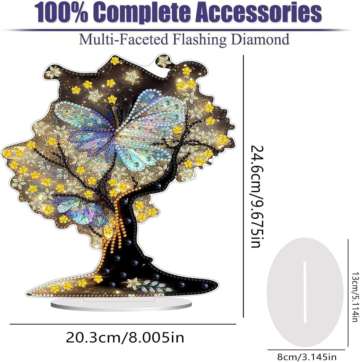 Diamond Painting Kits for Adults Beginners, 5D Full Drill Tree of Life Crystal Art Desktop Ornament, DIY Single Sided Home Office Desk Decor, Creative Craft Gift Set with Tools