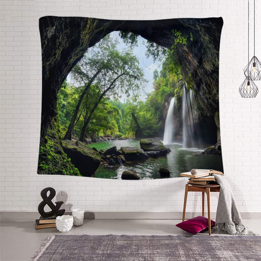 Llamazing Forest Home Decor Tapestry - Living Room Bedroom Decoration Curtain for Landscape and Magic (Waterfall, 78''L60''W)