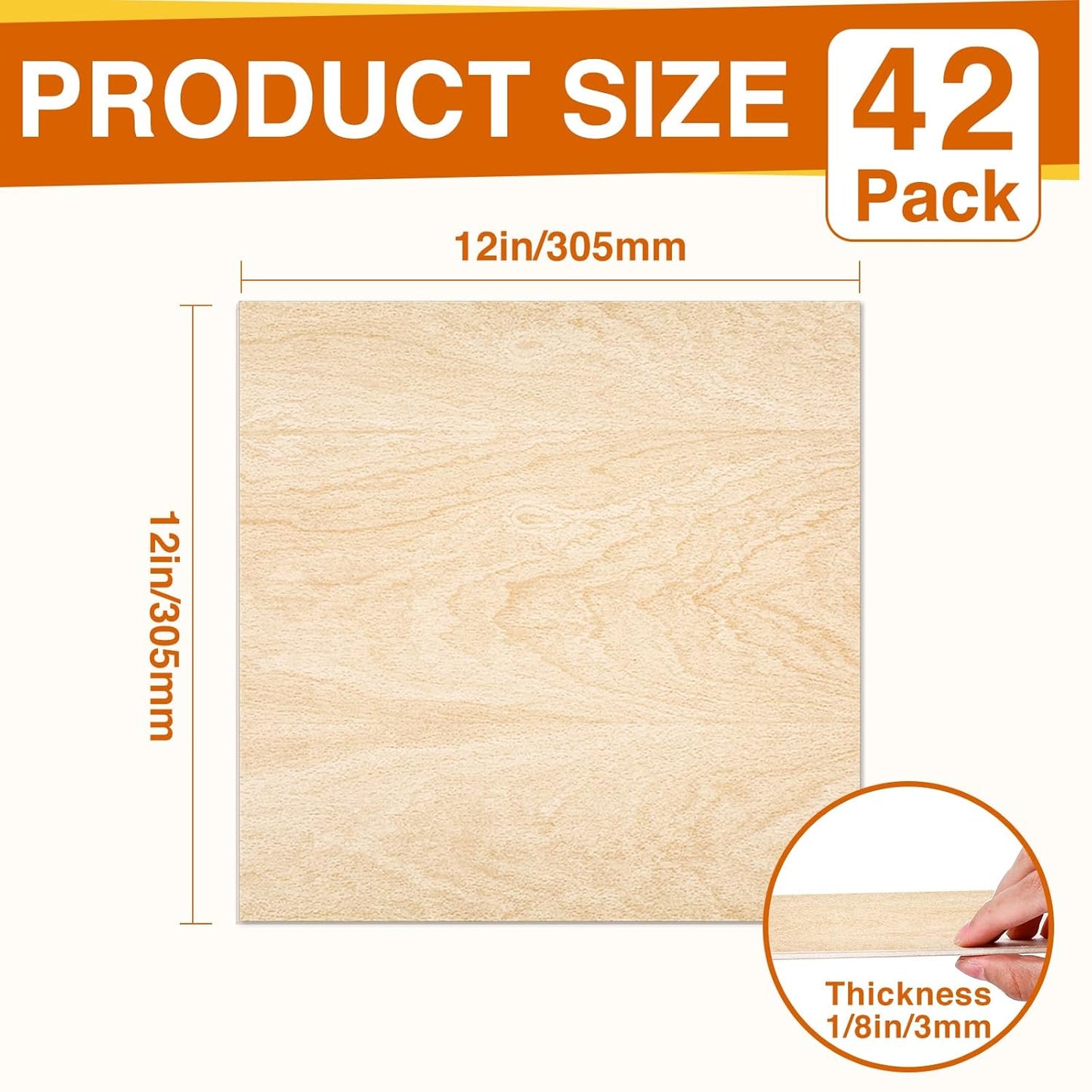 42 Pack Basswood Sheets 12"x12"x1/8" for Crafts,Unfinished Wood,3mm Basswood Craft Wood Board Perfect for DIY Ornaments and Models Drawing Painting Engraving Burning and Laser Scroll Sawing.