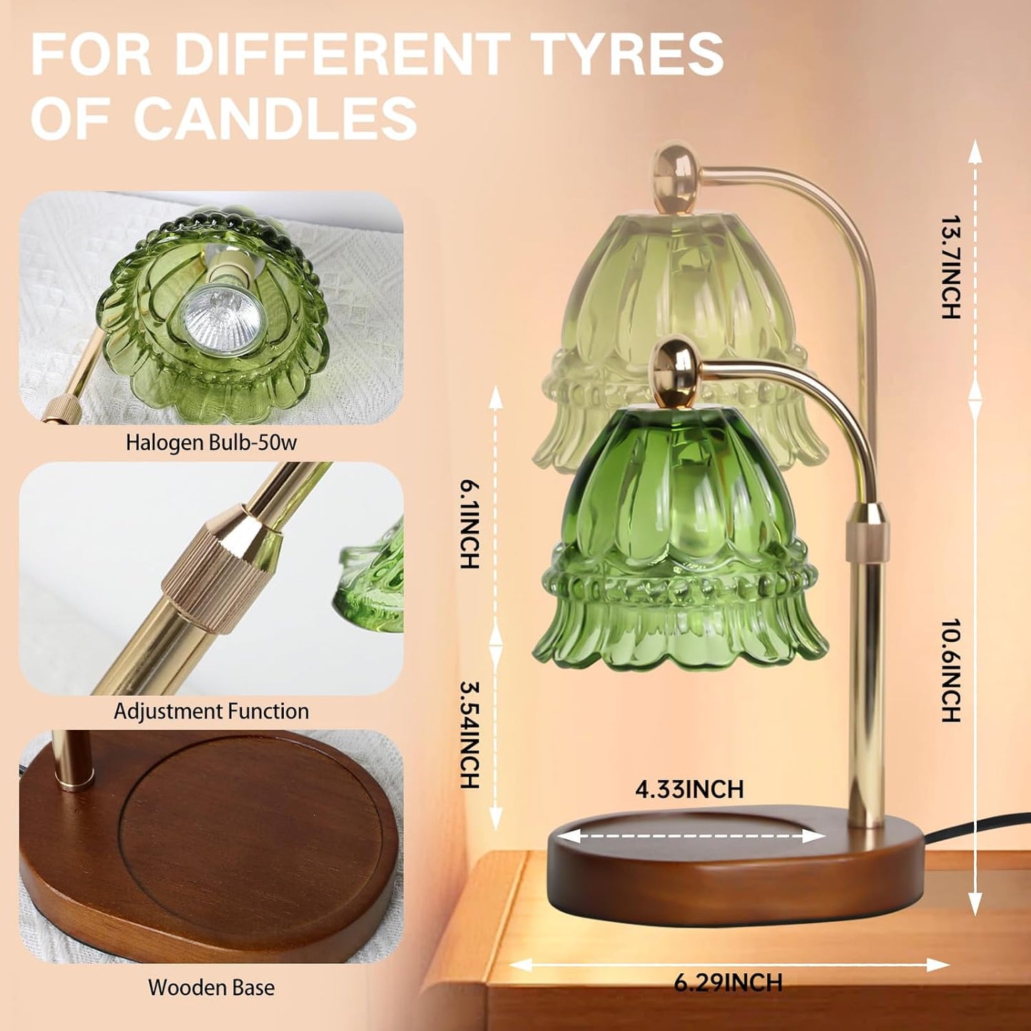 GEEZO Fragrance Candle Warmer Lamp，Electric Candle Warmer with Timer & Dimmer，Mom Christmas Birthday Gifts for Women, House Warming Gifts New Home Bedroom Decor