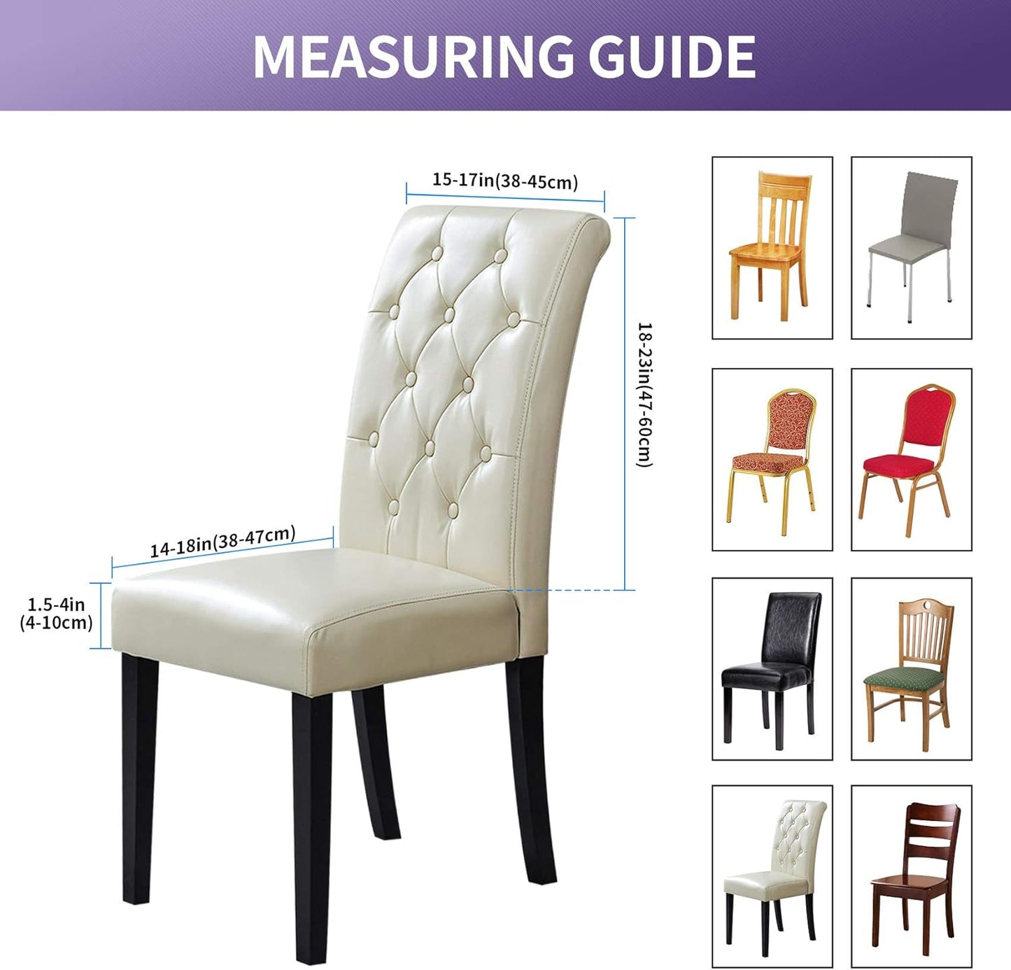 Joccun Chair Covers for Dining Room Set of 2,Dining Chair Slipcovers Stretch Dining Room Chair Covers Seat Protector,Washable Parsons Chair Cover for Home,Hotel,Banquet(Black,2 Pack)