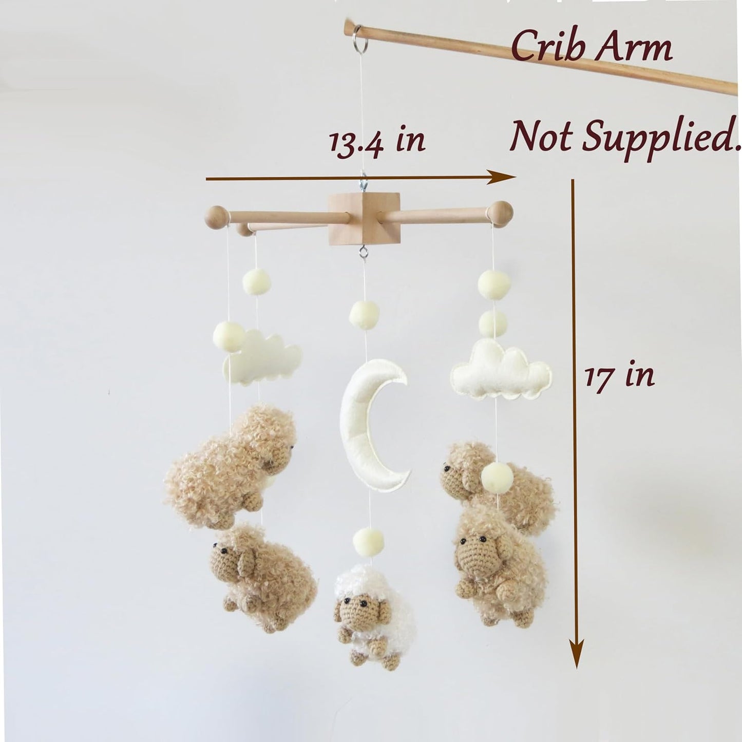 Sheep Crib Mobile Neutral Baby Mobile for Crib Sheep Baby Crib Mobile for Girls Boys Boho Nursery Baby Mobile for Bassinet