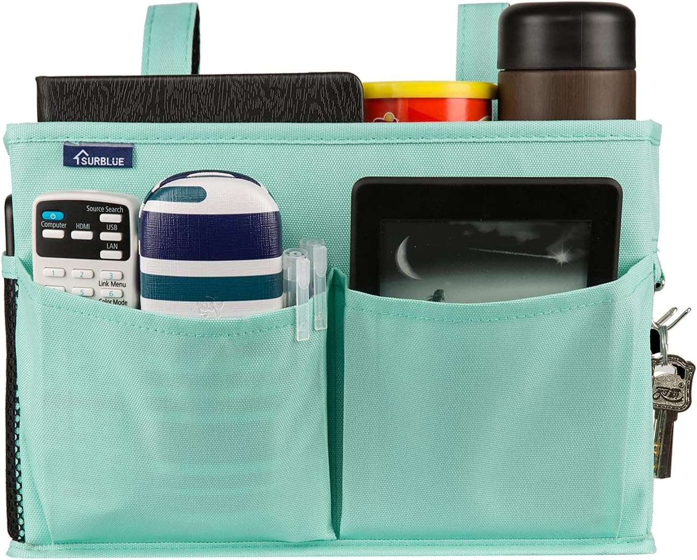 Surblue Caddy Hanging Organizer Bedside Storage Bag for Bunk and Hospital Beds, Green, Small