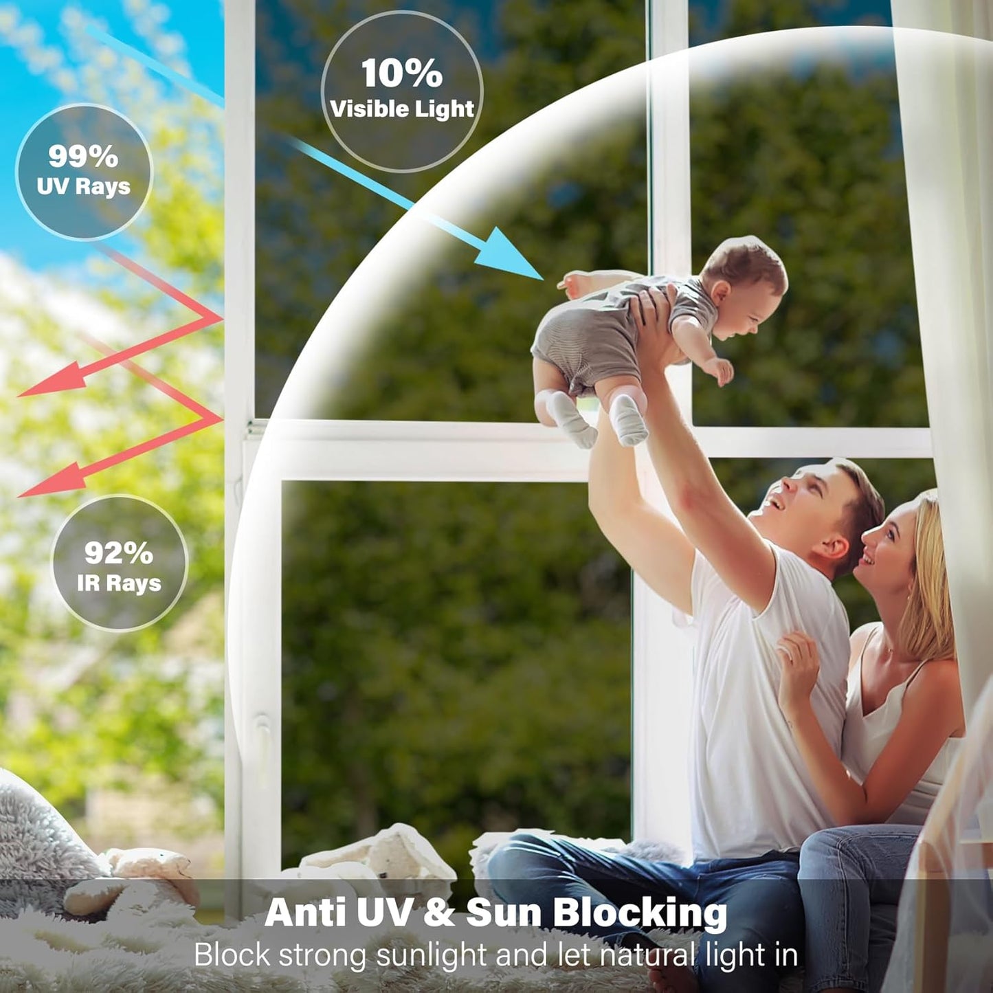 Kromapolis One Way Window Privacy Film Reflective Mirror Home Window Tint, Daytime Privacy Heat Control Anti UV Glass Tinting Static Cling (Black-Silver, 17.5 x 78.7 inch)