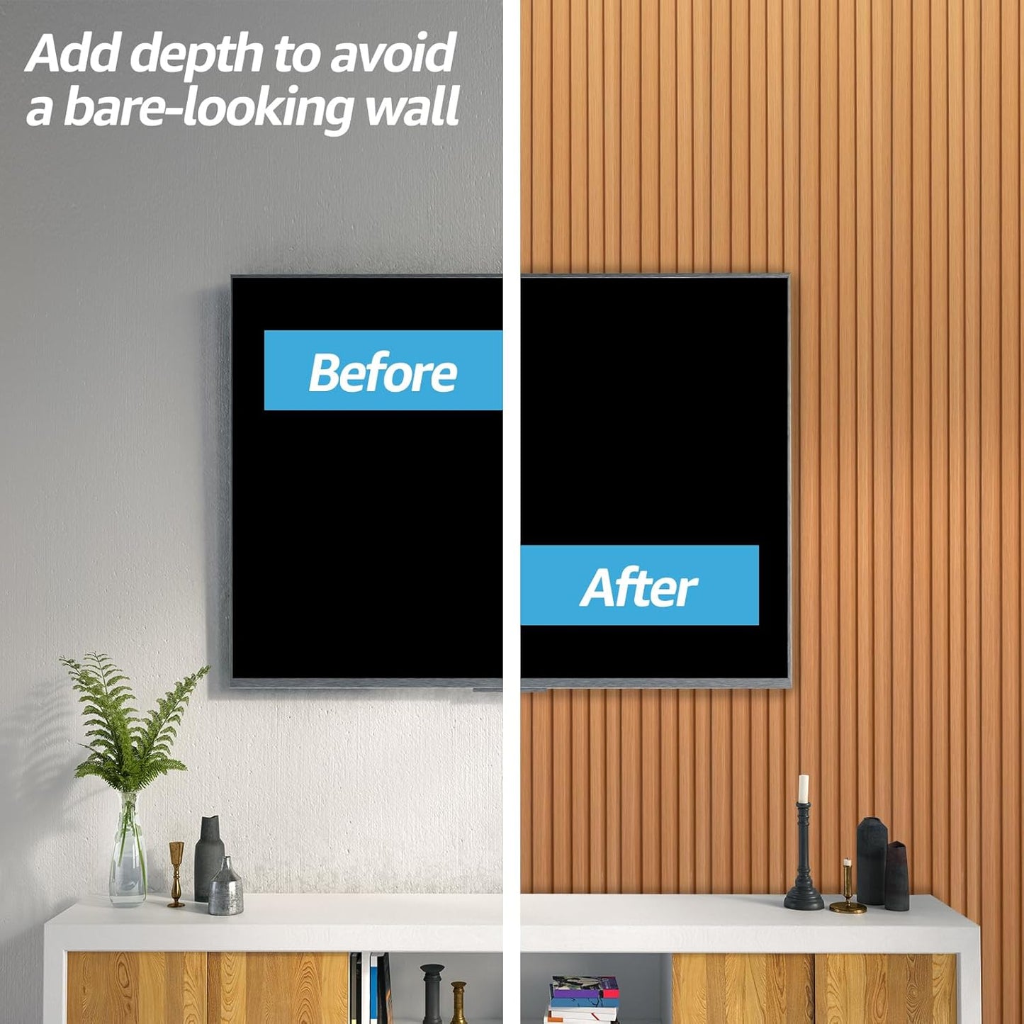 Art3d WPC Slat Wall Panels, 8-Pack 108 x 6 Inch 3D Wall Accents for Interior Wall Decor, Living Room, Bedroom, Boxwood