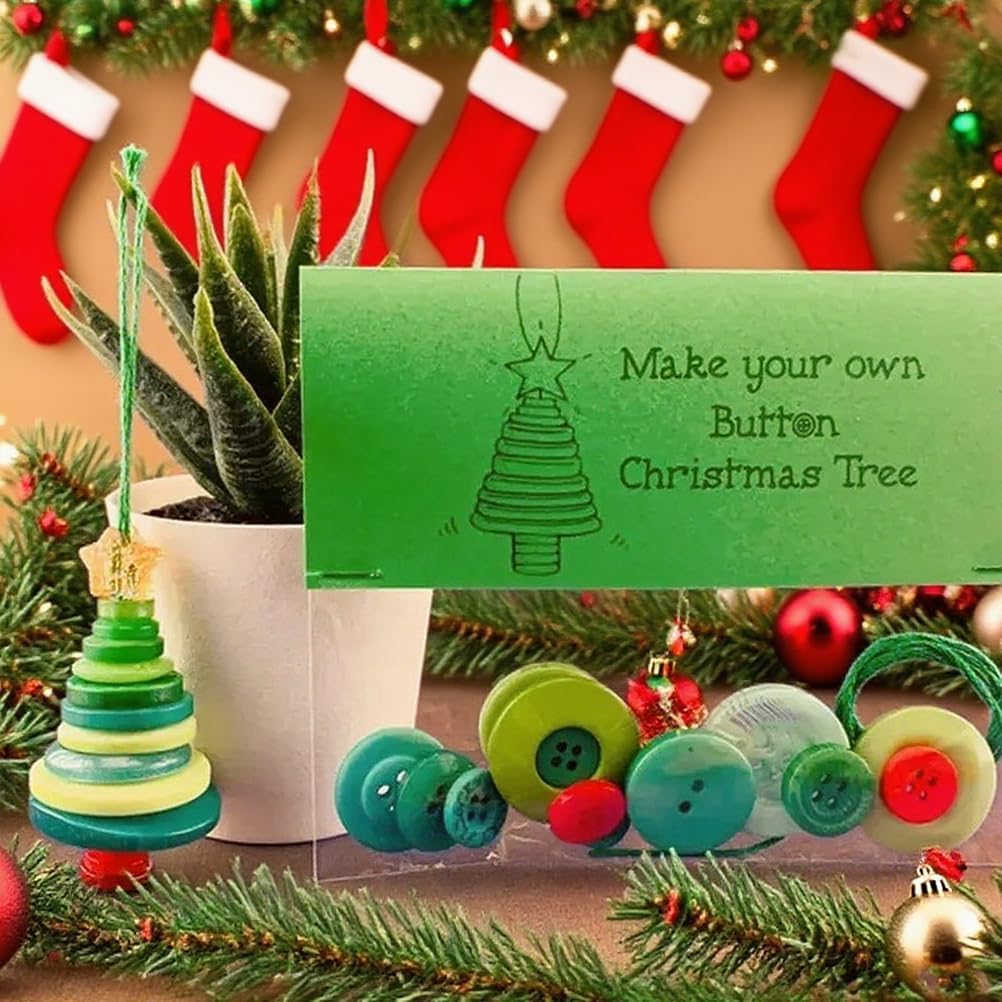 DIY Christmas Button Ornament Making Set - Snowman/Santa/Angel, Fun Holiday Craft Kit for All Ages, Ideal Xmas Tree Hanging Decor & Festive Gifts (B12)
