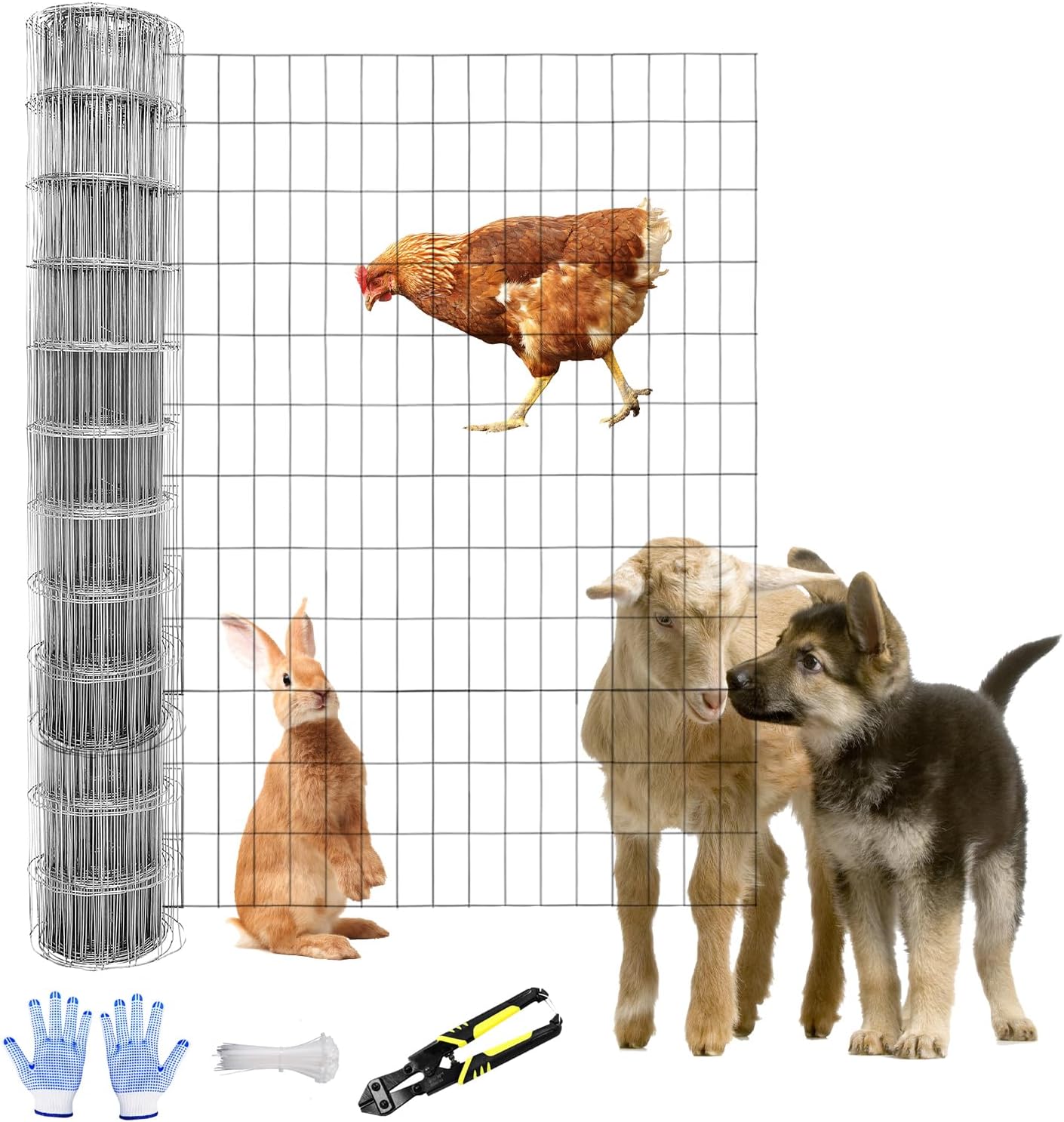 Tongmo 3 ft x 100 ft Galvanized Welded Wire Fence, 16GA Garden Chicken Wire Fence Roll, Mesh Size 2" x 4"Hardware Cloth, Ideal for Yard Protection and Poultry Netting