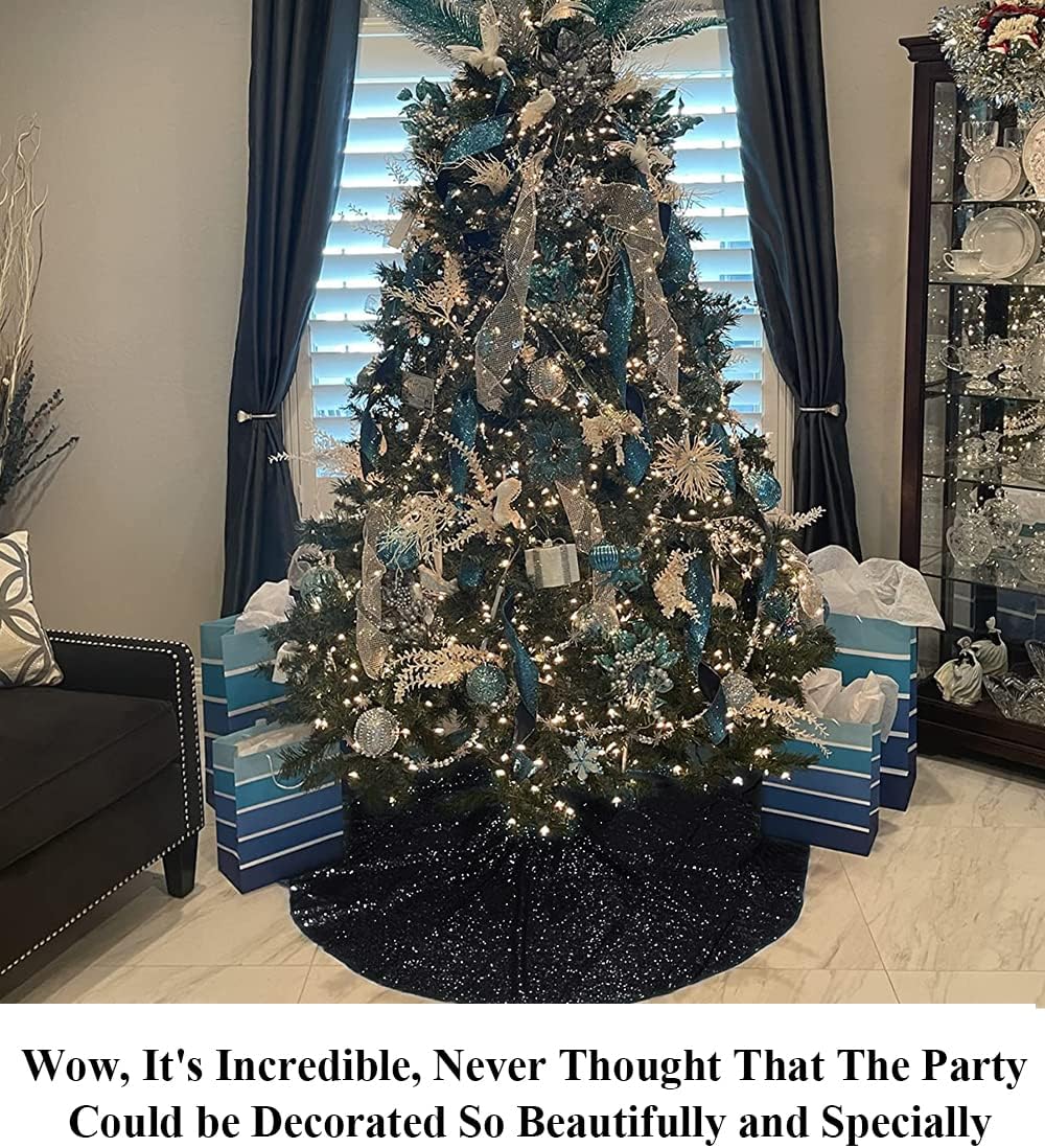 Partisout Black Sequin Tree Skirt Glitter Christmas Trees Skirts Colorful Holiday Halloween Celebration Supplies