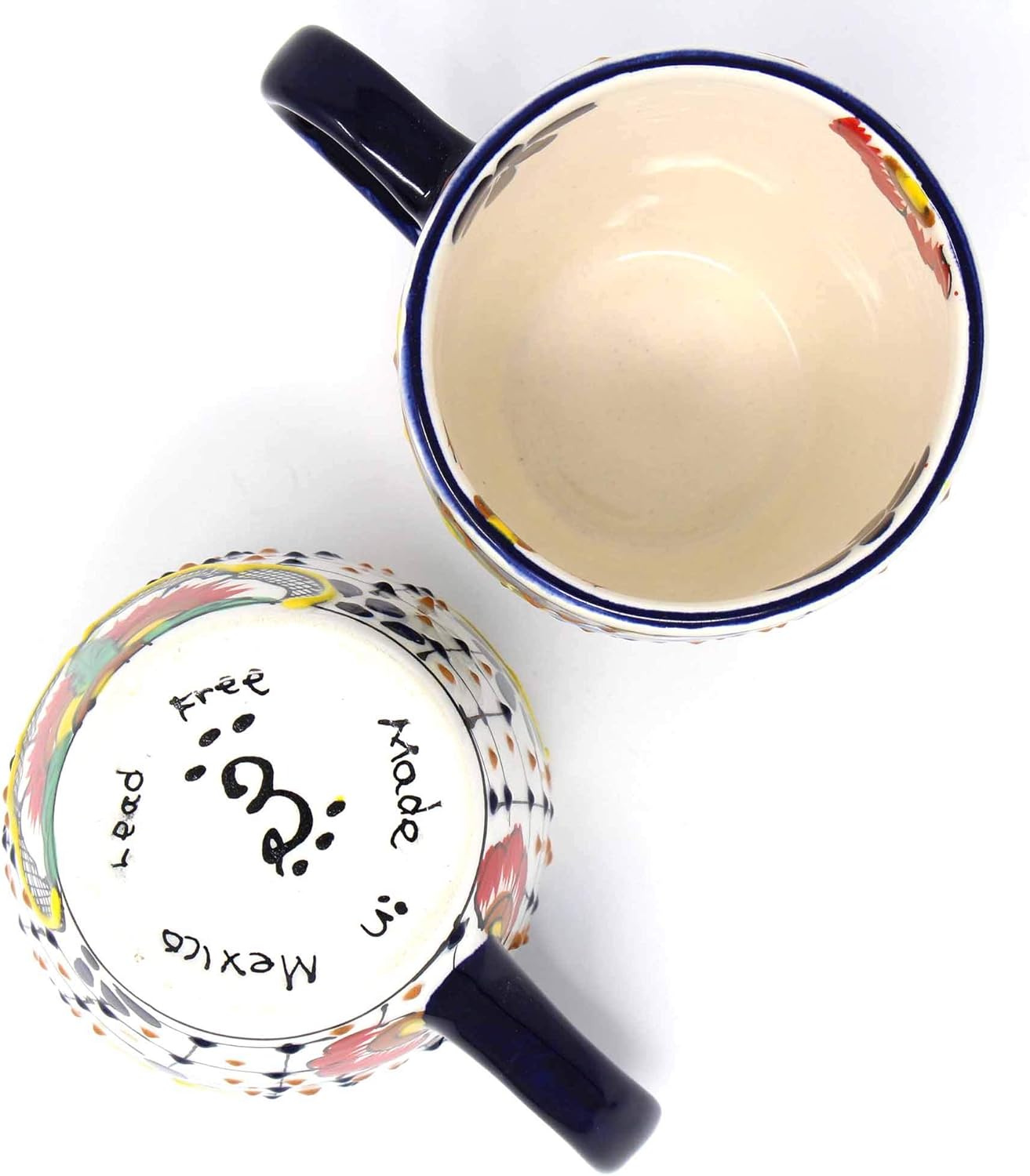 Encantada Handmade Hand-Painted Authentic Mexican Pottery Mugs (1-Pack, Dots & Flowers)