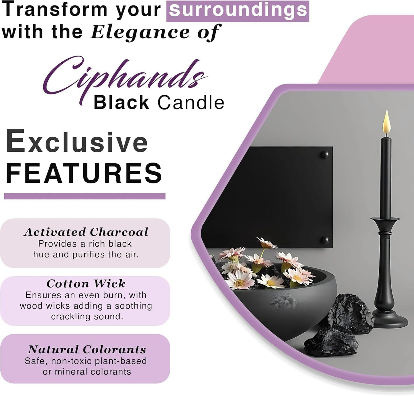 Spell Chime Candles 40 pcs Black Candles, 4" Tall Unscented Mini Taper Candle for Witchcraft, Wiccan Altar, Magic Tools, Rituals, Prayer, Meditation and Party Decoration