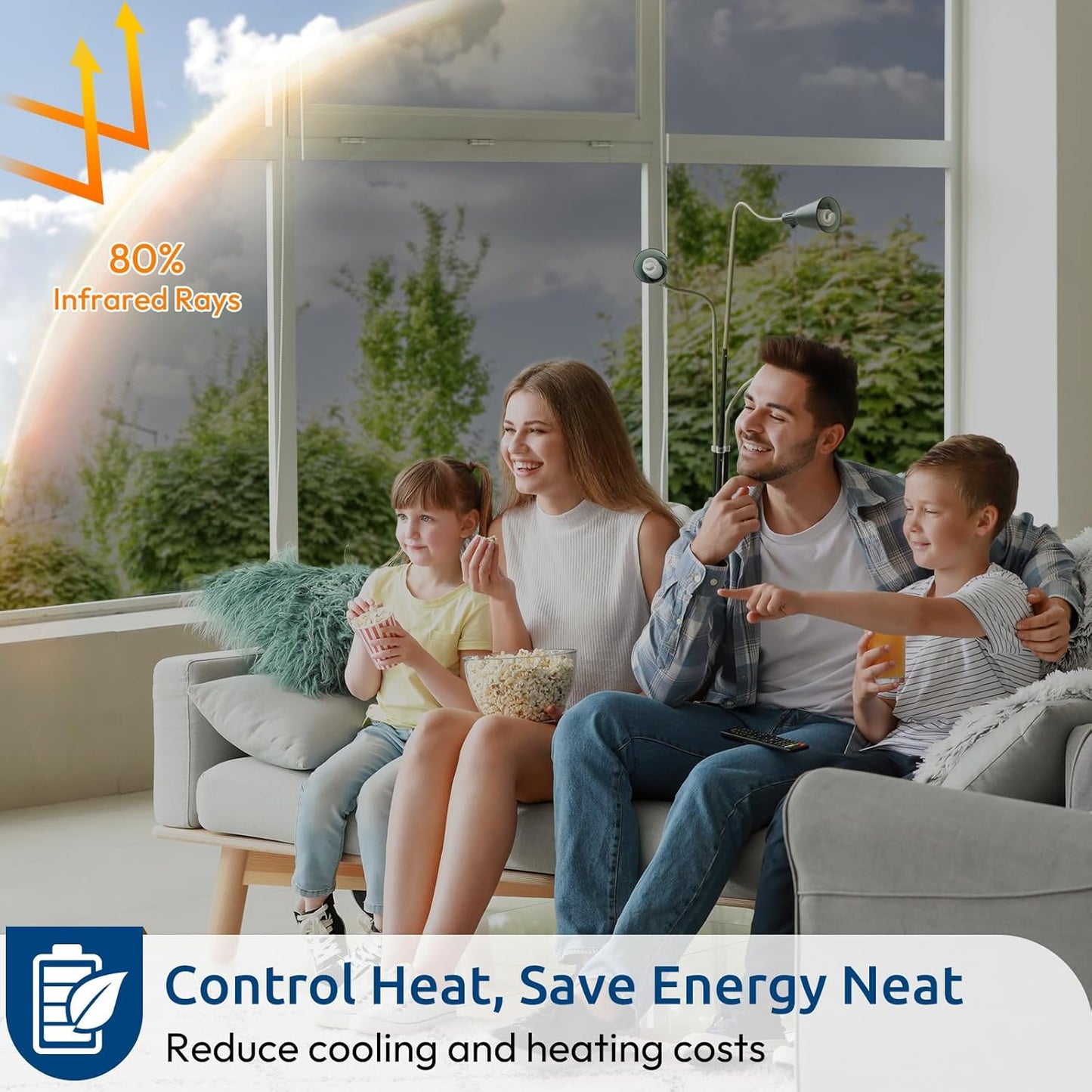 rabbitgoo Window Privacy Film One Way Window Tint for Home, Removable Reflective Heat Sun Blocking Anti UV Glass Door Covering, Mirror Tinting Film House Office, 23.6 in X 13.1 Feet, Silver