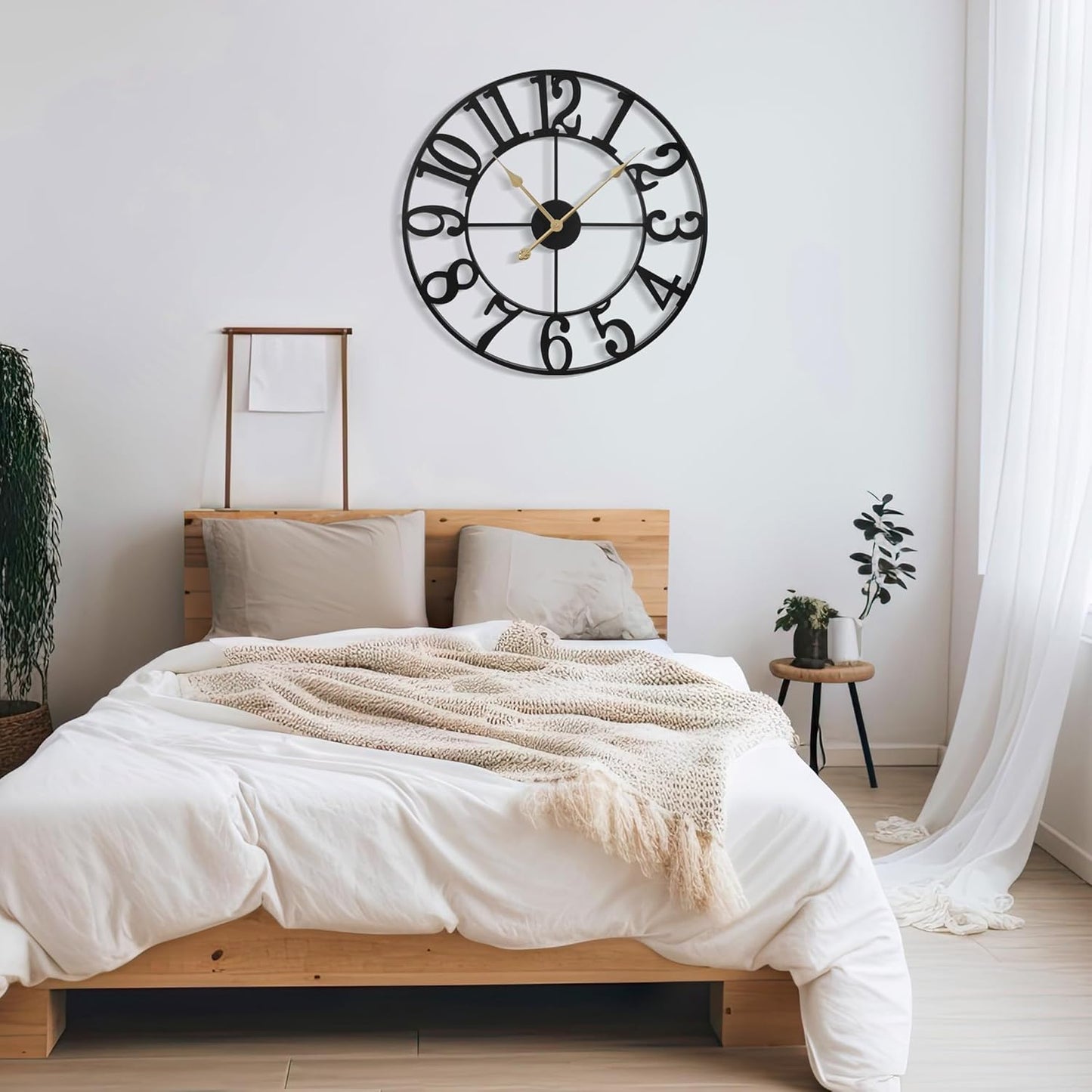 Large Wall Clock for Living Room Decor - 100cm/ 40 Inch Nearly Silent Non-Ticking Metal Wall Clocks Battery Operated, Vintage Decorative Modern Wall Clock for Bedroom, Office, Farmhouse Decor