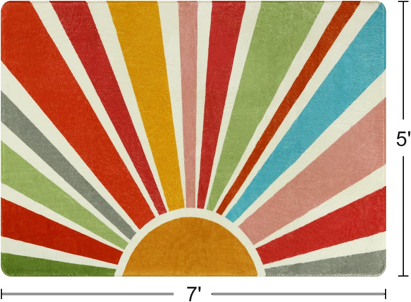 STARUIA Kids Rug 5'x7', Boho Washable Rainbow Nursery Rug, Non-Slip Soft Carpet for Playroom, Classroom, Office, Dining Room