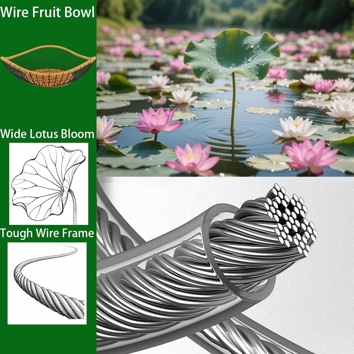 Vine Woven Iron Fruit Bowl, Metal Wire Fruit Basket, Vegetable Drain Basket, Storage Baskets for kitchen counter, countertop,Snacks, Candy, Bread,Cosmetics,Table decorative(12 x 3.7 Inches)