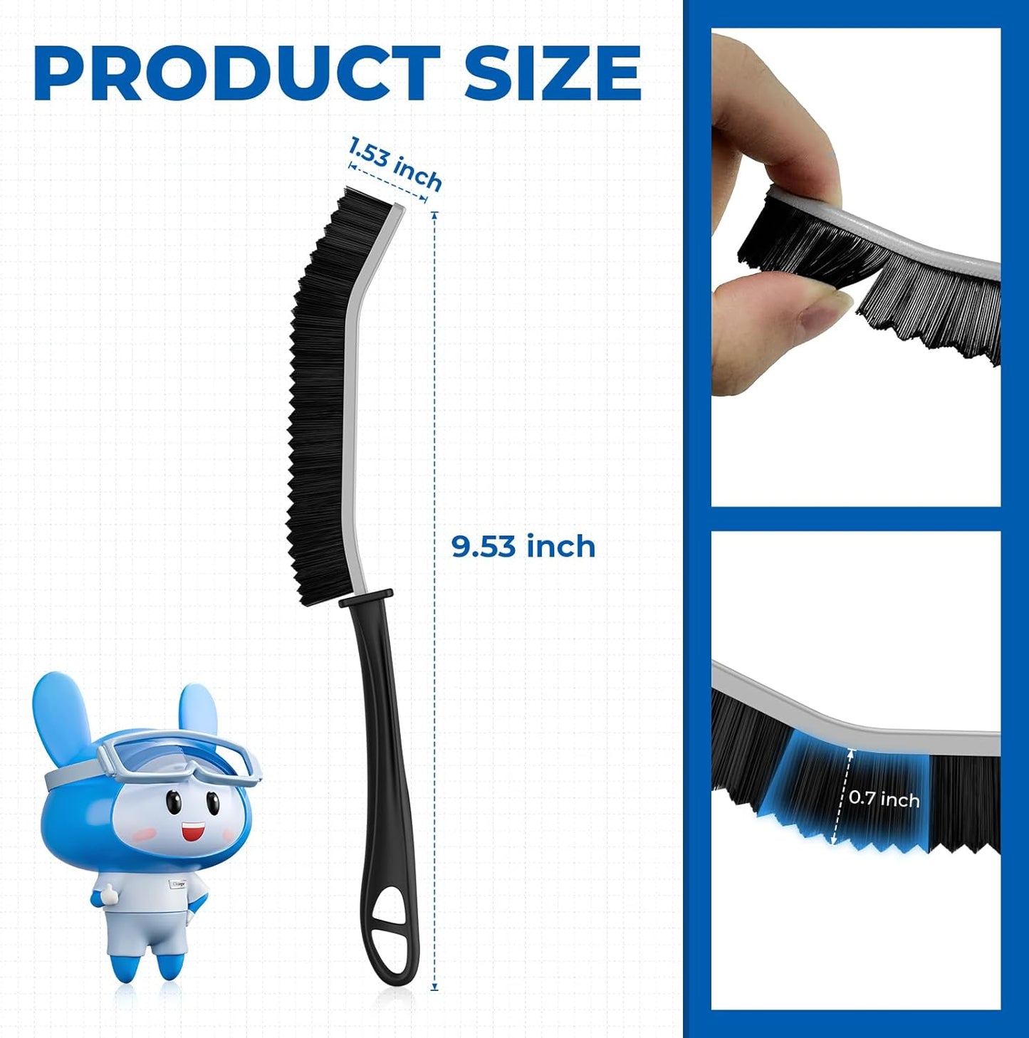 Crevice Cleaning Brushes, Serrated Cleaner Scrub Brush Tool for Hard to Reach Tight Space, Home Essentials, Cleaning Supplies for Shower, Bathroom, Kitchen, Toilet, Window (2, Black)