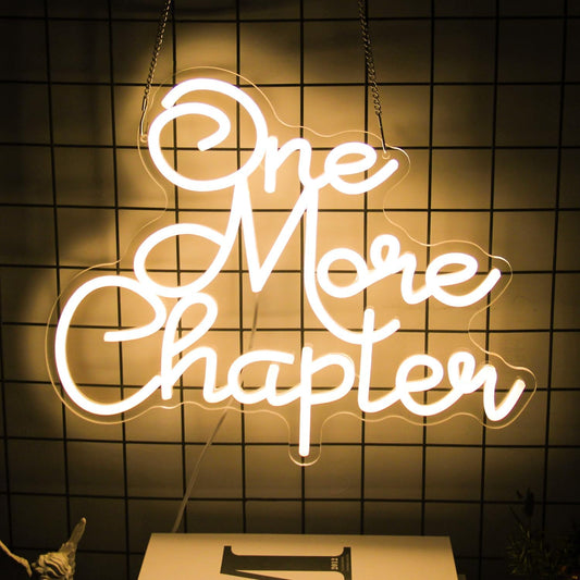 One More Chapter Neon Sign Read Books Neon Light Warm White Letter LED Signs for Wall Read Neon Lights Signs for Bedroom Study Reading Room Library Bookstore Classroom Decor Bookish Gifts