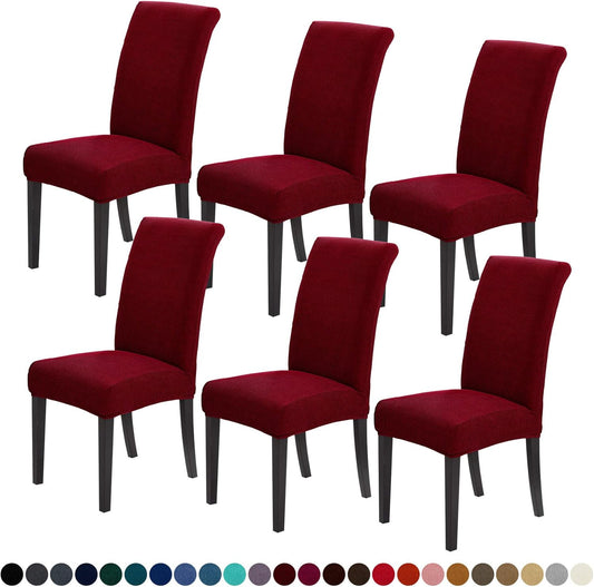 Joccun Chair Covers for Dining Room Set of 6, Dining Chair Slipcovers Stretch Dining Room Chair Covers Seat Protector,Washable Parsons Chair Cover for Home,Banquet(Red Dahlia,6 Pack)