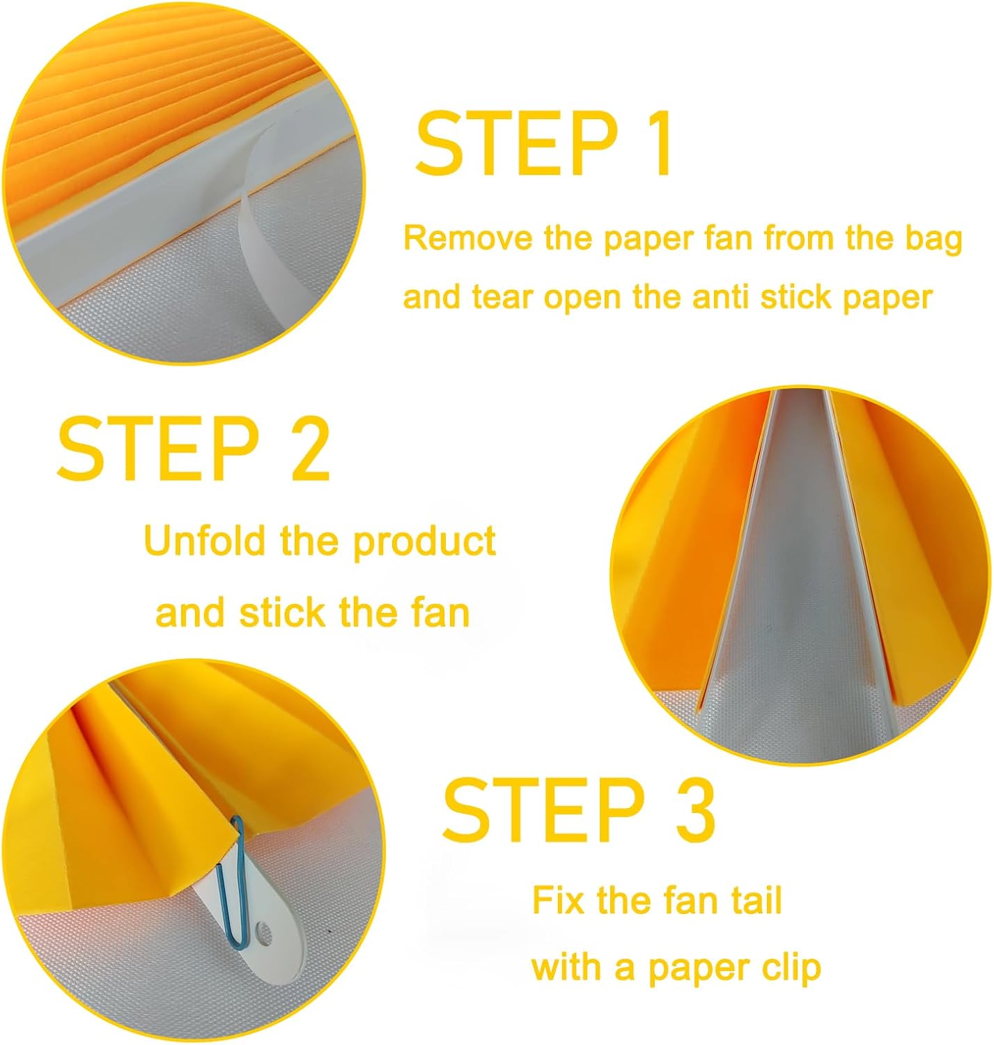 Yellow Birthday Decorations,DIY Yellow Paper Fans Hanging Decoration ,Party Supplies Party Fans 8in, Wedding Graduation Events Accessories 30 Color DIY Set （Yellow）