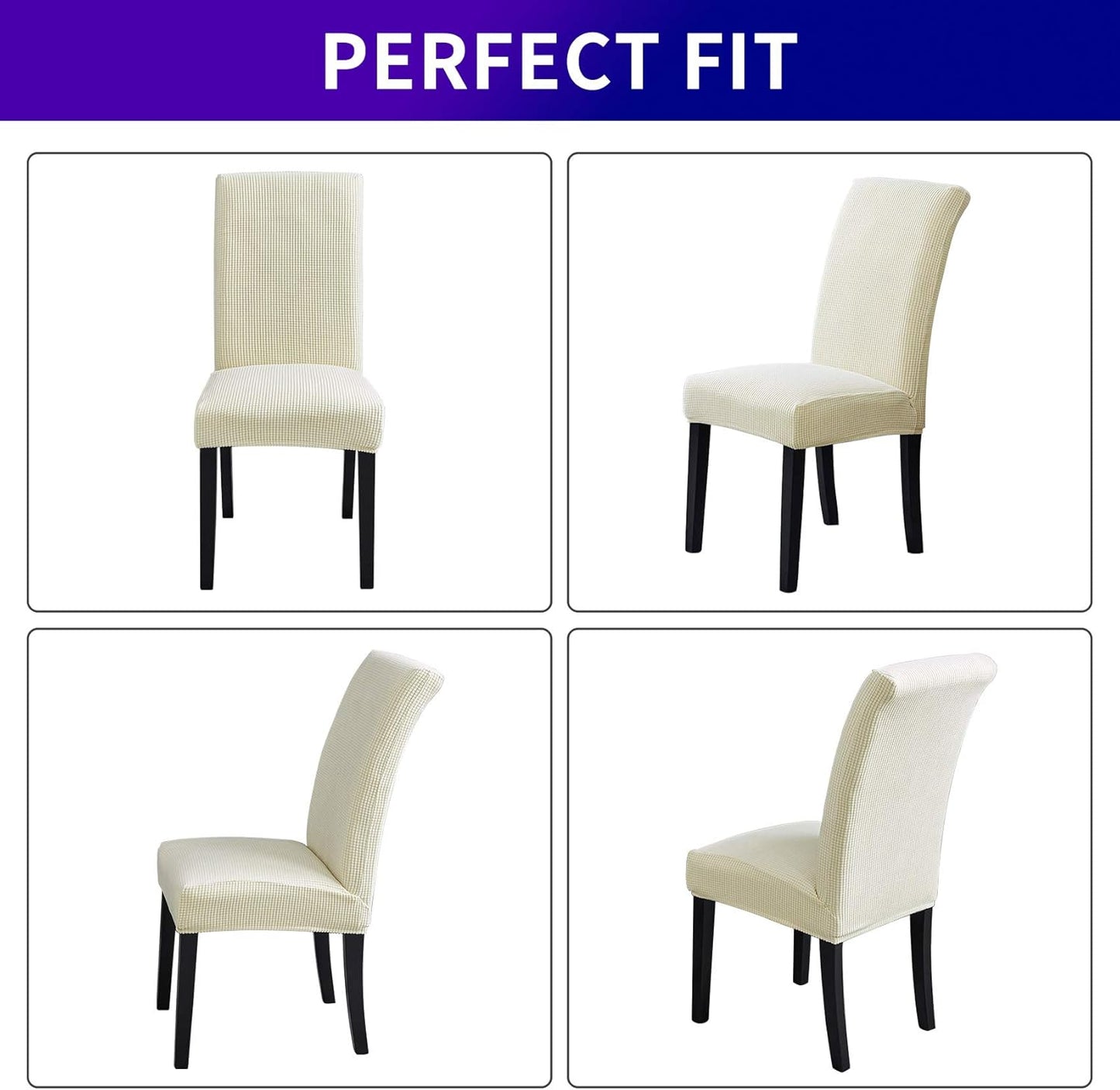 Howhic Stretch Chair Covers for Dining Room Set of 2, Removable Washable Dining Room Chair Covers, Dining Chair Slipcovers Seat Protector, Great Home Decor and Banquet Upholstery (Ivory, 2 Pack)