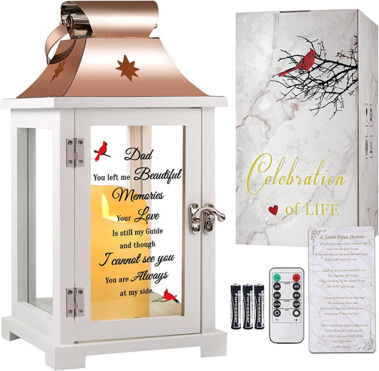 Memorial Lantern, Sympathy Gifts for Loss of Mom/Loved One, Bereavement Gifts, in Memory of Loved One Lantern,Celebration of Life, Memorial Gifts, Funeral Lantern,Dad You Left me Beautiful Memories