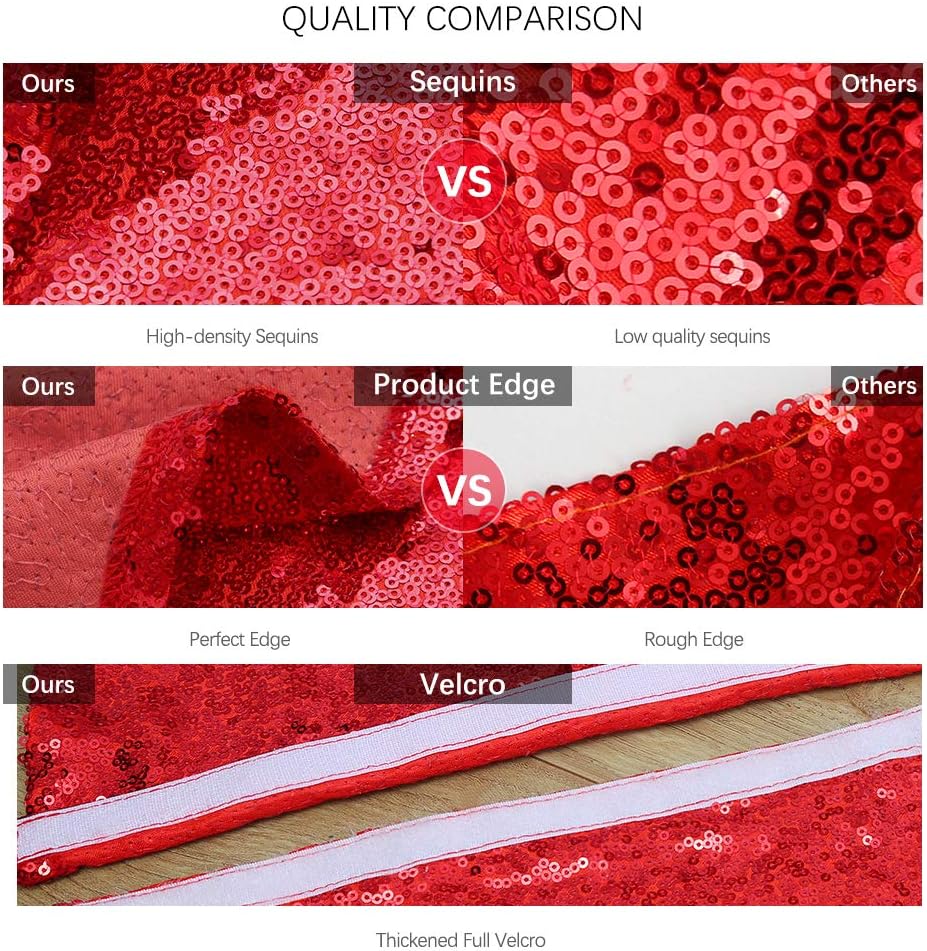 Red Tree Skirt 24 inches Small Christmas Tree Skirt Glitter Sequin Tree Skirt for Christmas Decorations