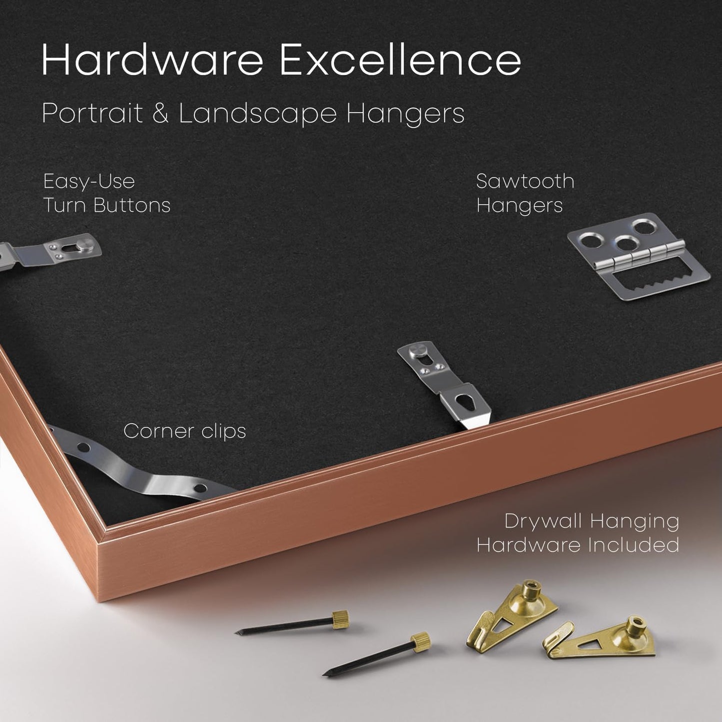 Homeforia 24 x 36 Poster Frame Rose Gold, Premium 24x36 Puzzle Frame Metal Matted to 20x30 Photo, 36 x 24 Picture Frame with Mat for 20 x 30 Photo, Tempered Glass, Wall Hook Included, Set of 1