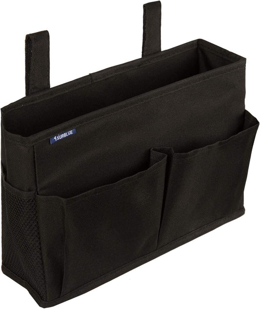 Surblue Caddy Hanging Organizer Bedside Storage Bag for Bunk and Hospital Beds, Black, Small