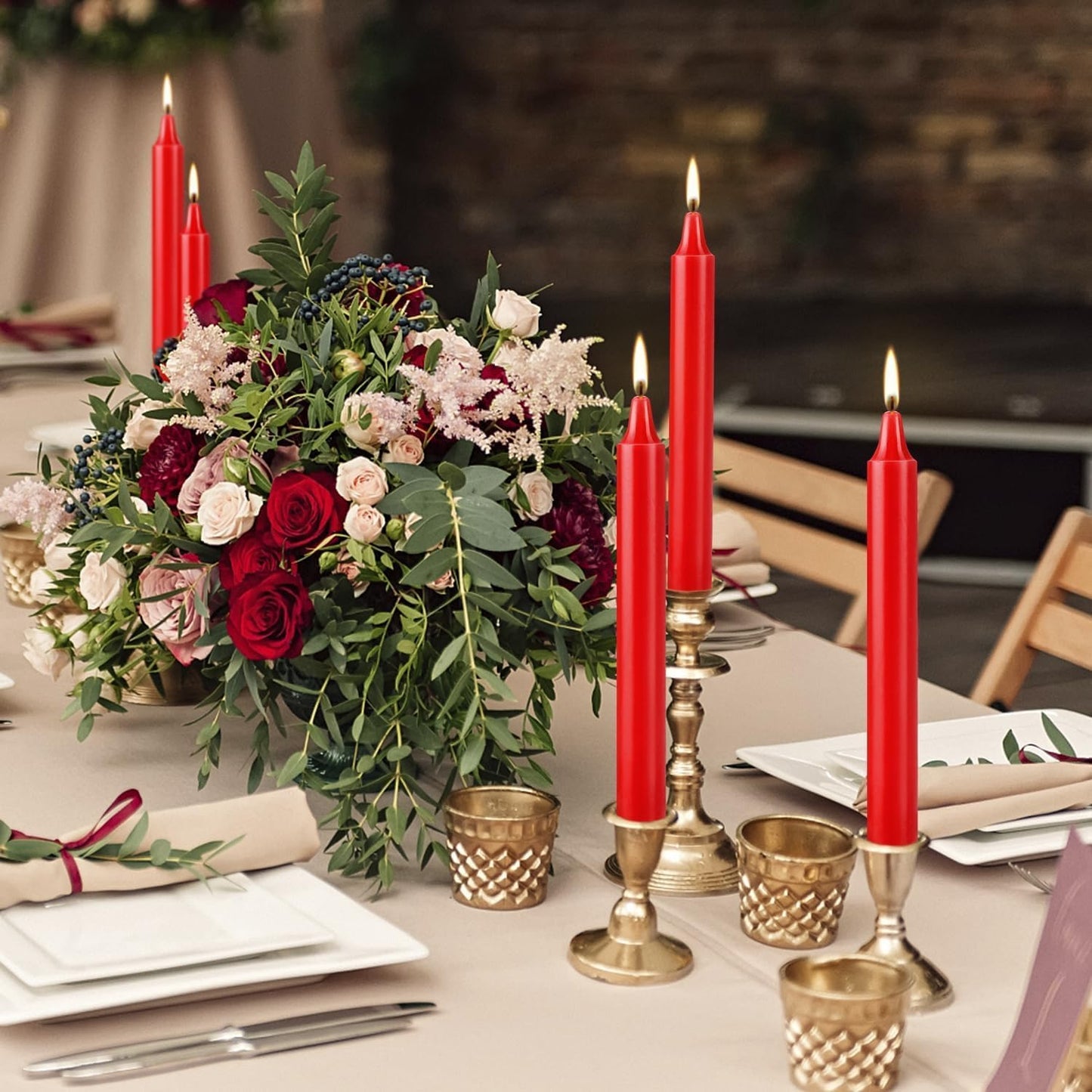 Red Candles Set of 40, 4" Red Spell & Chime Candles, Unscented Mini Taper Candle for Witchcraft, Wiccan Altar, Magic Tools, Rituals, Prayer, Meditation and Christmas Party Decoration