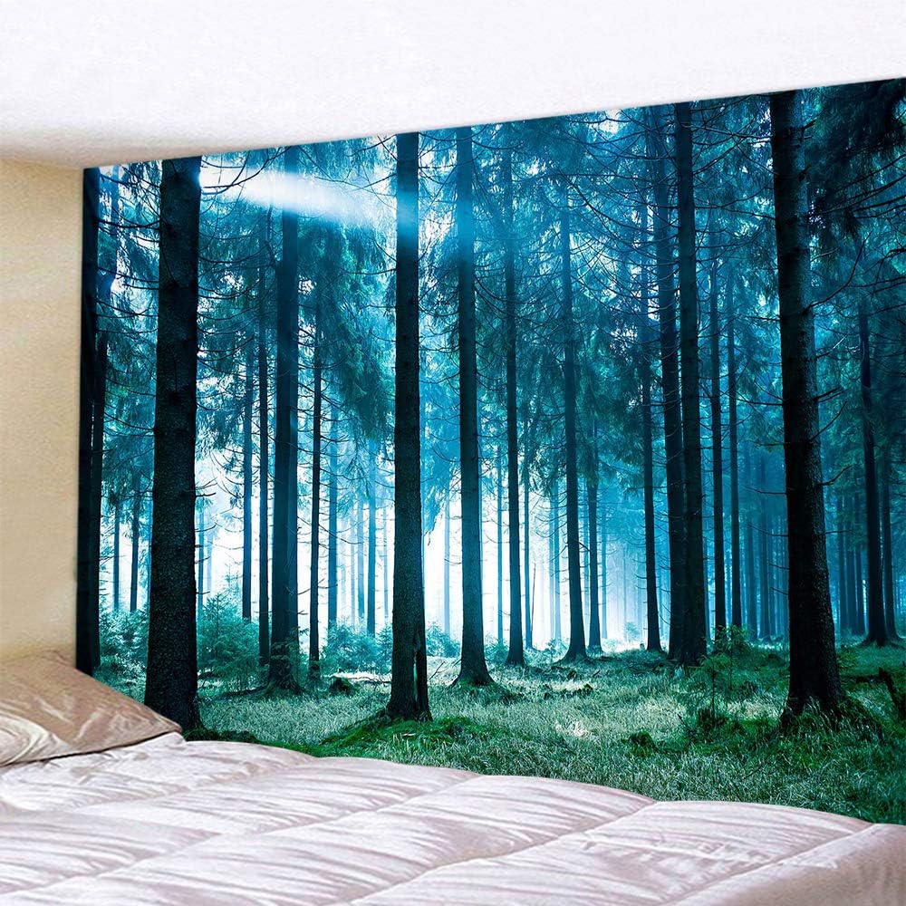 Llamazing Forest Tapestry - Home Decor Landscape for Living Room & Bedroom (Forest White Light, 60''L51''W)