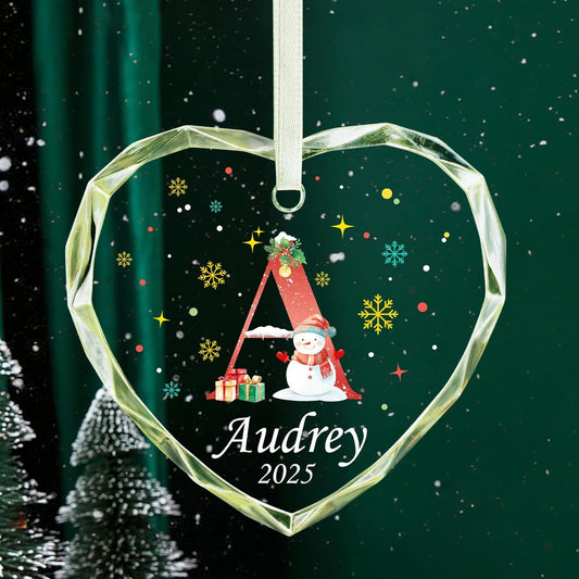 Personalized Christmas Ornaments with Initial Name, Acrylic Custom Monogram Initial A-Z Christmas Ornament 2025 for Kids Family Friends, Customized Letter Name Ornaments for Christmas Tree Decorations