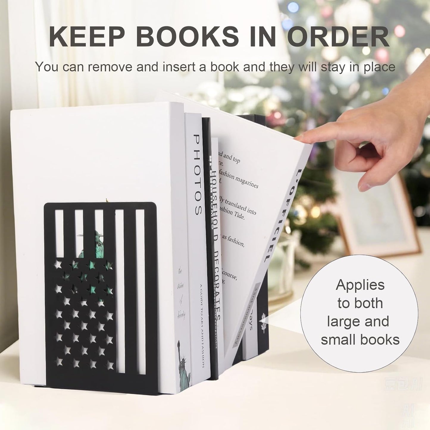 Metal Bookends for Bookshelves and Magazines - Strong Heavy Duty Book Dividers for Home, Office and School