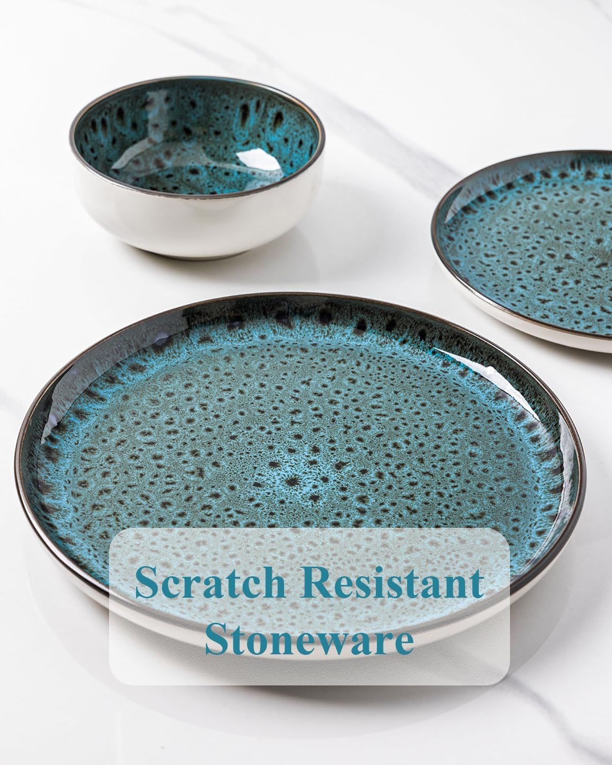 GBHOME Ceramic Dinnerware Sets, 12 Pieces Stoneware Dinnerware Set, Plates and Bowls Sets, Dishwasher & Microwave Safe,Dishes Set | Service for 4