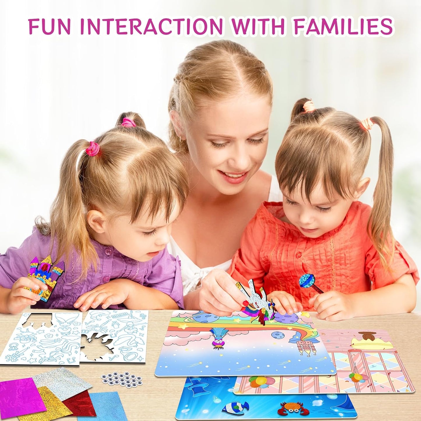 PERRYHOME Foil Arts and Crafts for Kids Ages 4-8 -DIY Unicorn & Princess Foil Foam Stickers Fun,Mess Free Kids Crafts,Creative Christmas Birthday Gifts Toys for 4 5 6 7 8 Year Old Girls