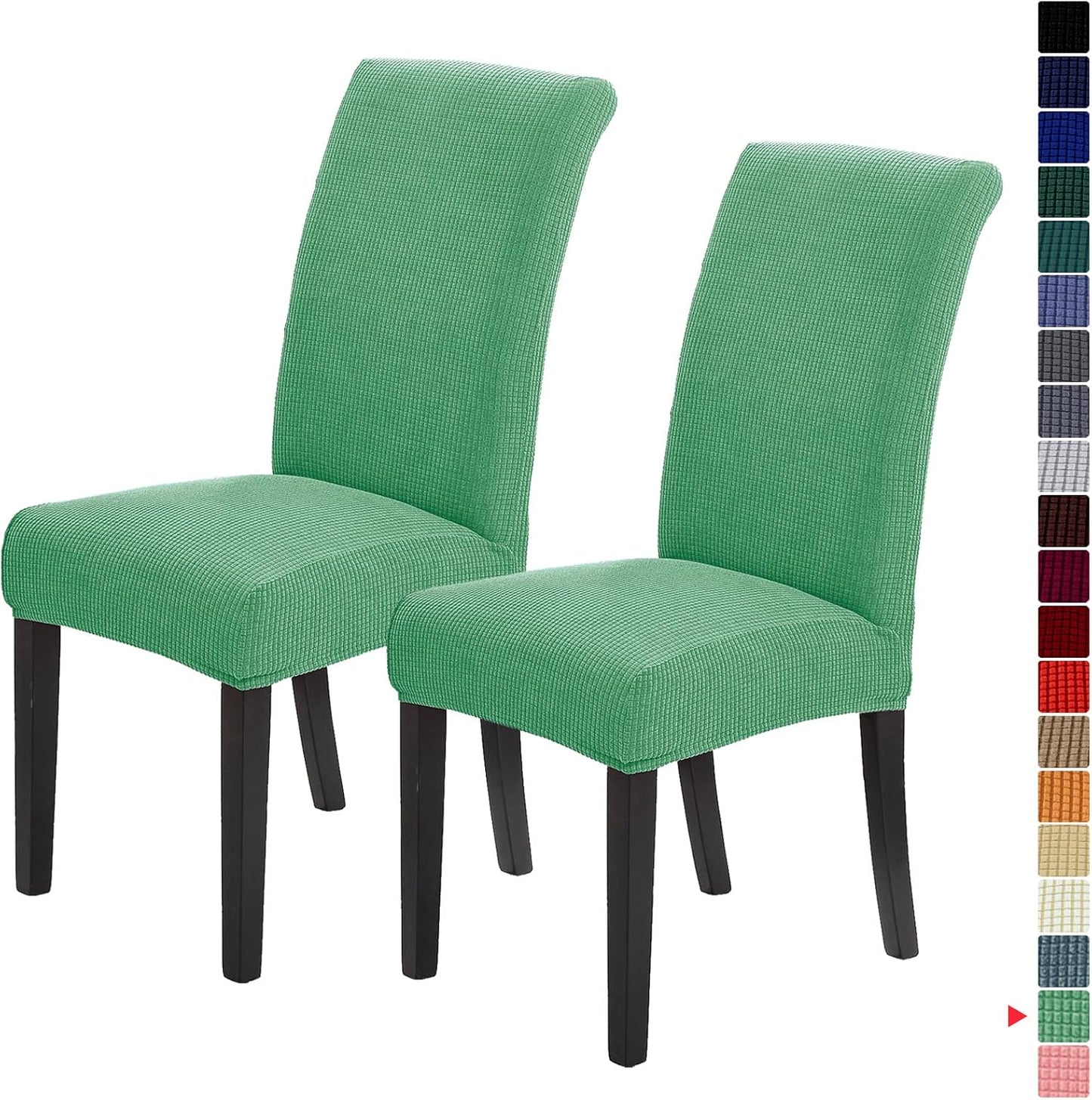 Howhic Chair Covers for Dining Room Set of 2, Stretchy Dining Chair Covers, Textured Jacquard Kitchen Chair Slipcovers, Classy Decor for Home and Banquet (Sage, 2 Pack)