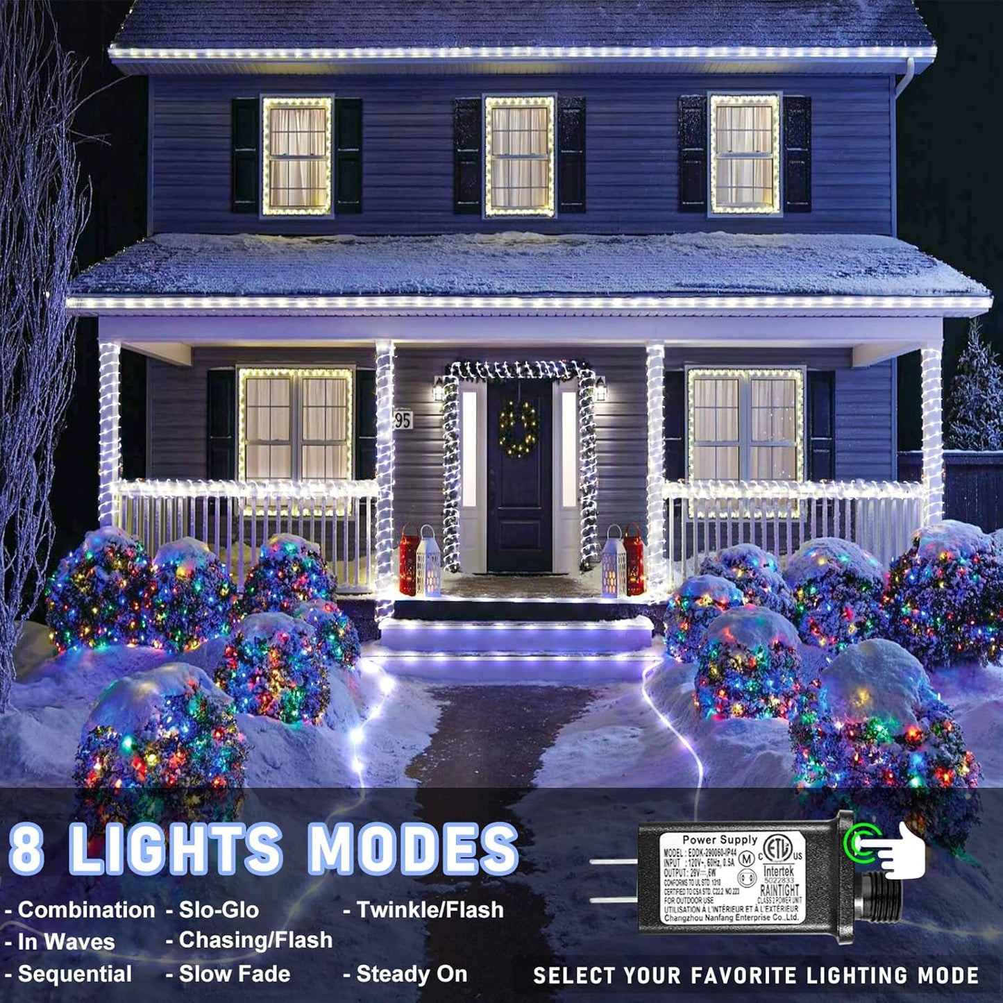 100FT 300 LED Rope Lights Outdoor, Connectable and Flexible Tube Lights with 8 Modes, Waterproof Rope Lighting Indoor for Deck, Garden, Patio, Landscape, Pool, Party Decorations - White