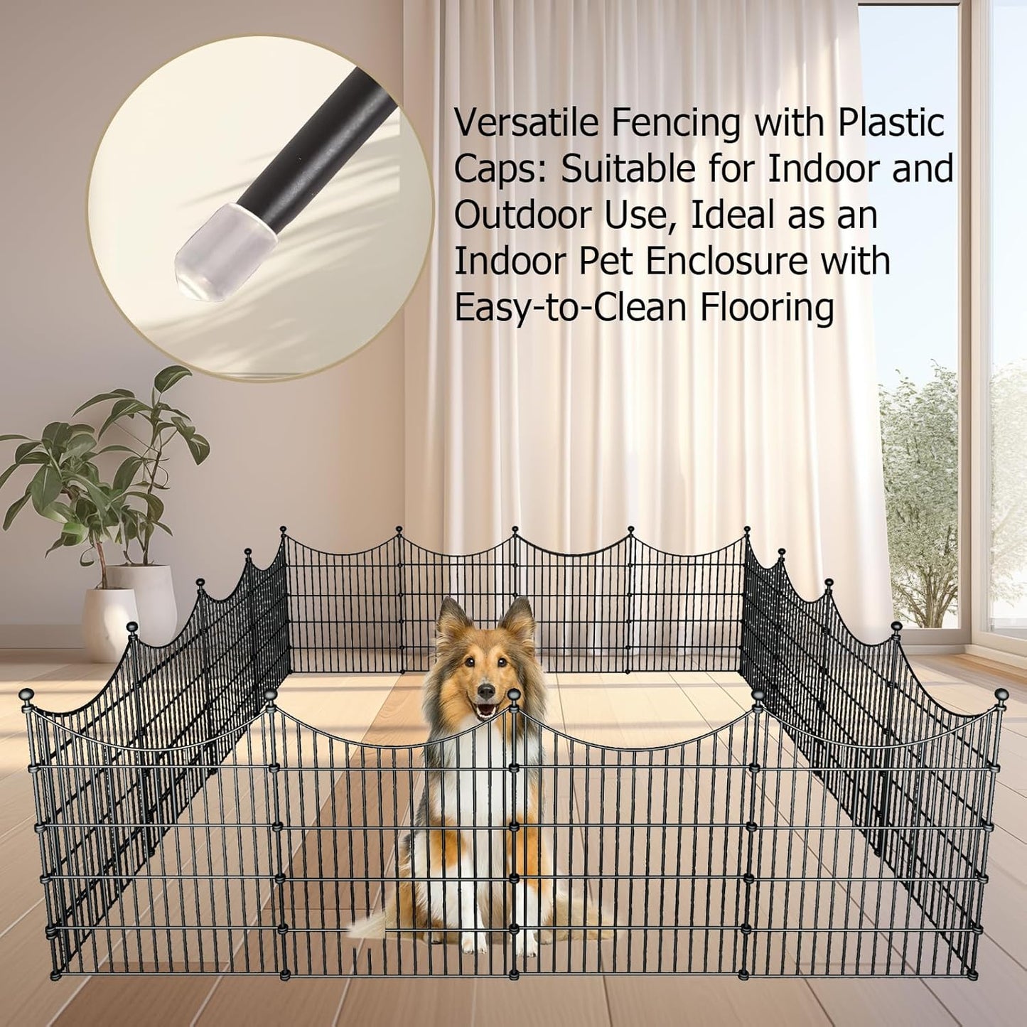 10 Panels Garden Fence Dog Fence Outdoor for Yard, 32in H x 23.6ft L Rustproof Metal Fencing with Ground Stakes | No Dig Animal Proof Containment for Pets/Rabbits | Durable Patio Security Panels
