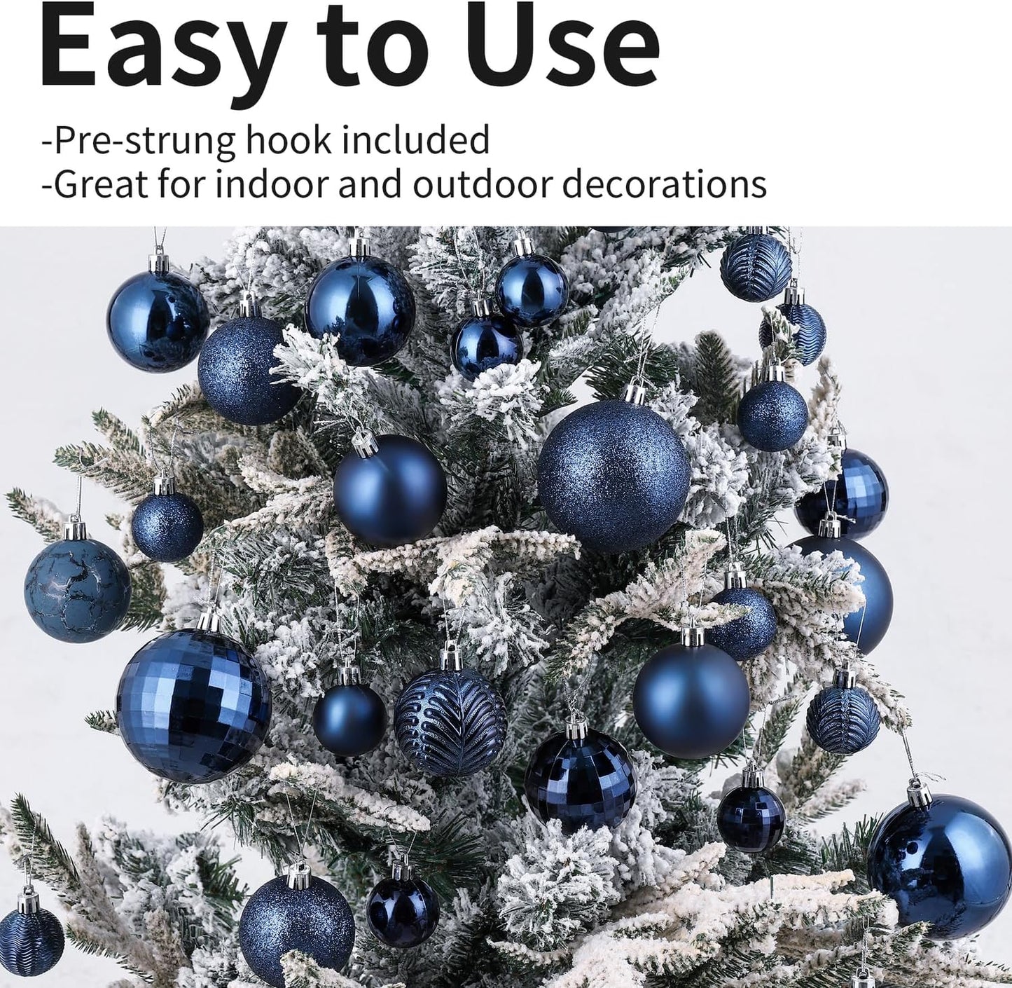 LANGXUN 36pcs Midnight Blue Christmas Tree Decorations Balls, Bolas De Navidad, 2025 Christmas Decor, Indoor Outdoor Shatterproof Christmas Ornaments, Xmars Party Wedding Suppiles