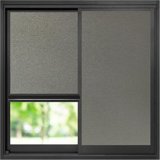 rabbitgoo Privacy Window Film, Static Cling Privacy Film for Glass Windows, Removable Grey Frosted Sun Light Blocking Coverings House Tint for Home Bathroom Garage, Taupe, 23.6 x 78.7 Inches