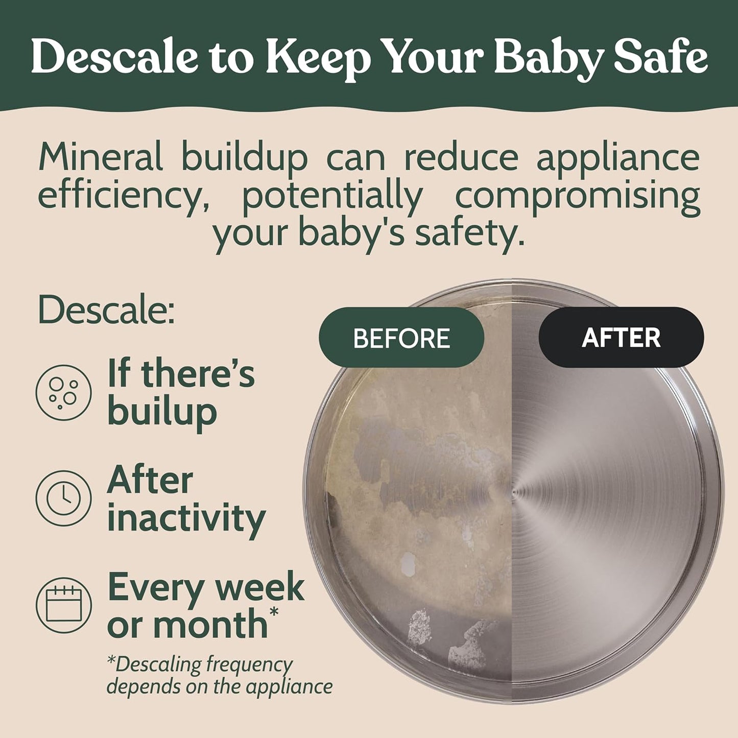Roobi Descaling Solution Compatible with Baby Brezza. Specially Formulated to Clean & Descale Baby Appliances. Up to 2 Uses per Bottle, 2 Pack. Carbon Neutral.