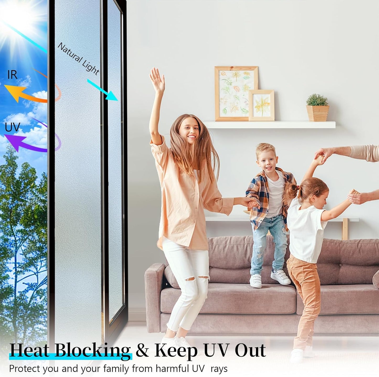 Niviy Frosted Glass Window Privacy Film with Free Installation Tools 23.6 x 118 Inch Static Cling Bathroom Window Frosting Film Day and Night Privacy Windows Cling Home Glass Door Cover