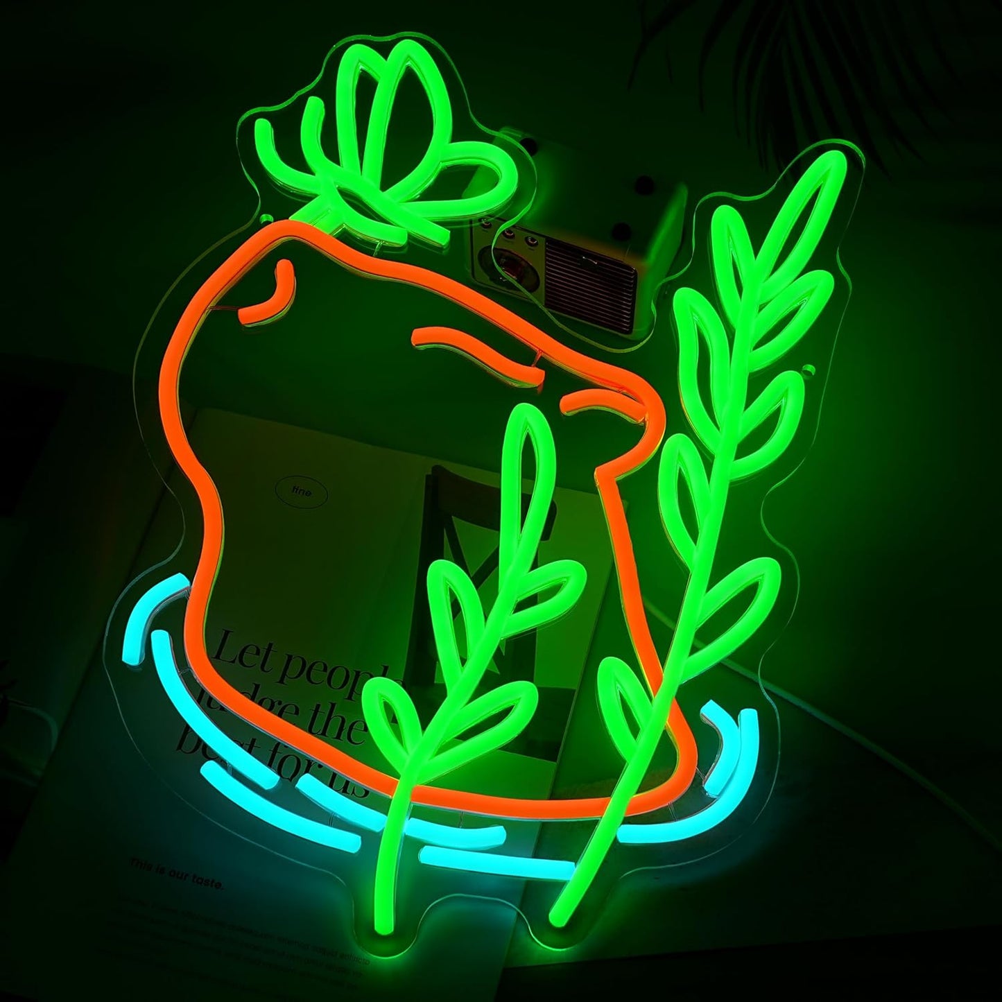 LISIGNVE Capybara Swim Neon Sign Butterfly Led Sign Dimmable Switch Cartoon Animal Neon Light Sign for Children’s Room Cute Capybara Neon Light for Bedroom Pet Shop Water Park Wall Decor
