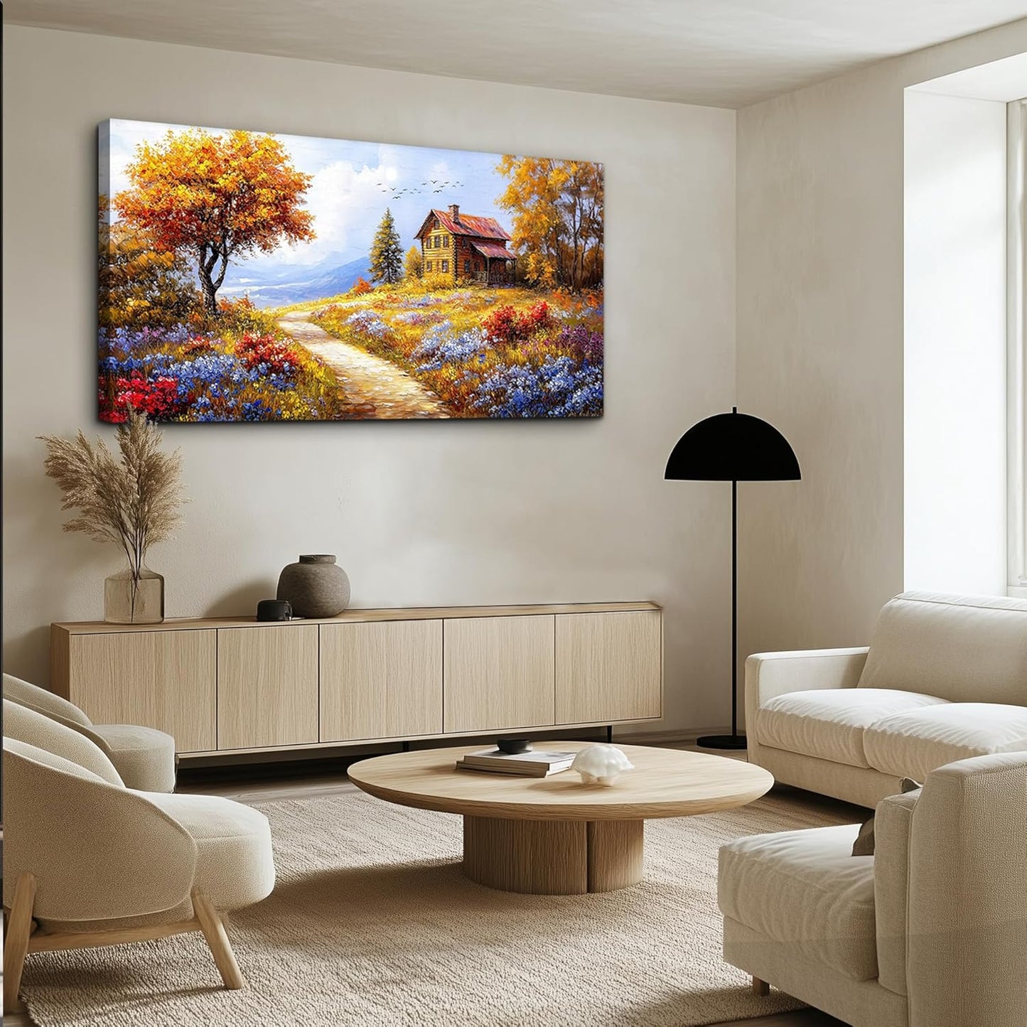 ZUITINGHUA Canvas Wall Art For Living Room Large Wall Decor For Office Bedroom Decorations Yellow Tree Landscape Pictures Farmhouse Painting Artwork Room Wall Mural Aesthetic Home Decor 30x60 In