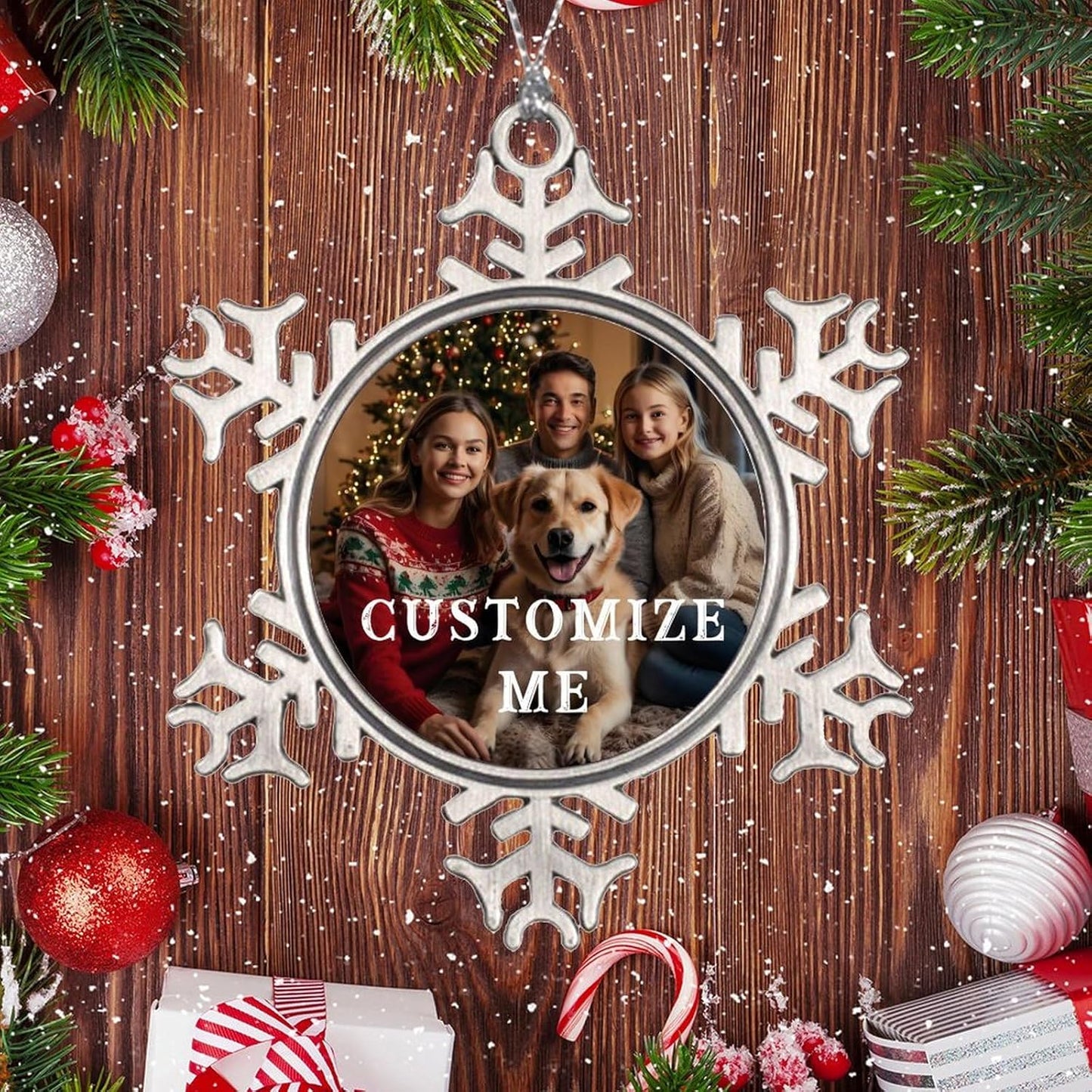 Personalized Christmas Ornaments - Custom Picture & Text Ornaments for Christmas 2024, Baby's 1st Christmas Ornament with Picture for Xmas Tree Custom Gifts for Family, Mom, Dad, Friend (Snowflake)