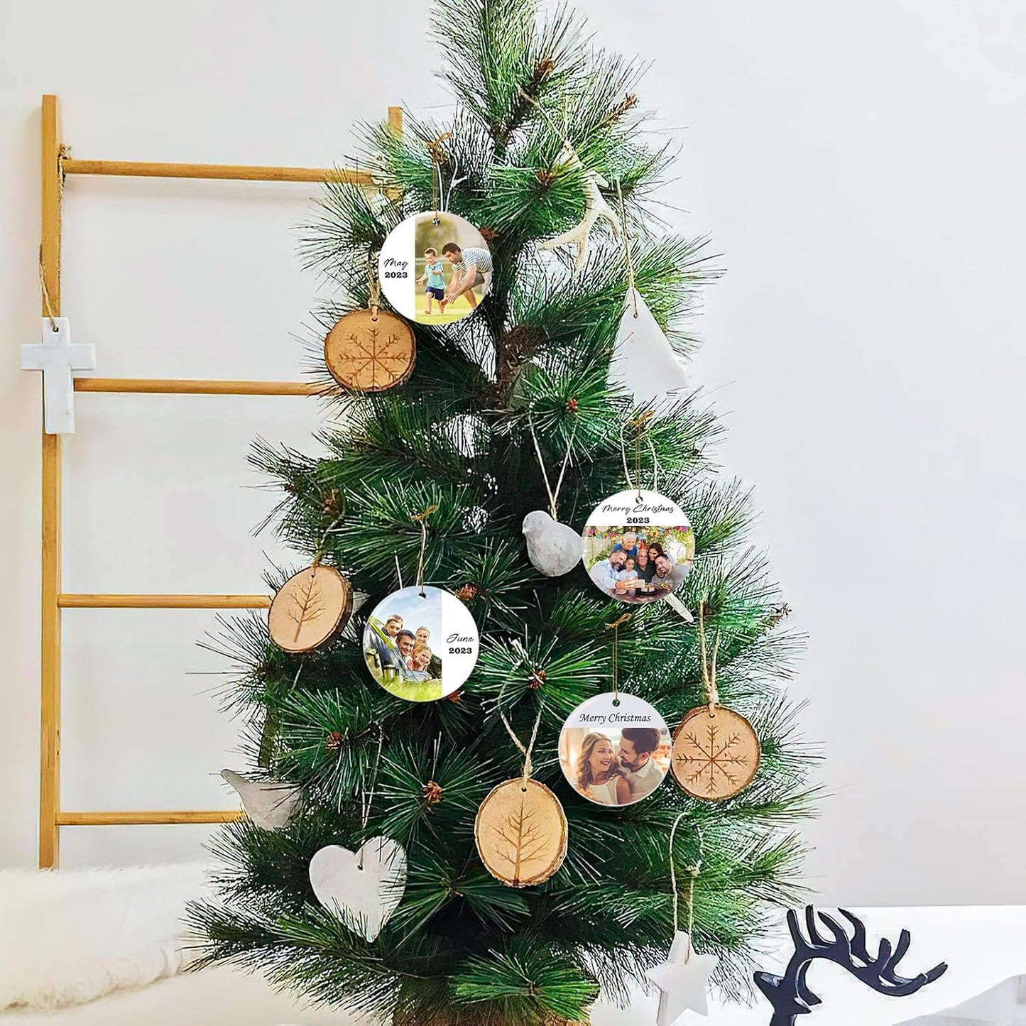 Personalized Christmas Ornaments 2025 Ceramic Custom Photo Text Christmas Ornament Customized Photo Ornament Christmas Tree Decorations Gift for Family Kids Friends Couples Wedding