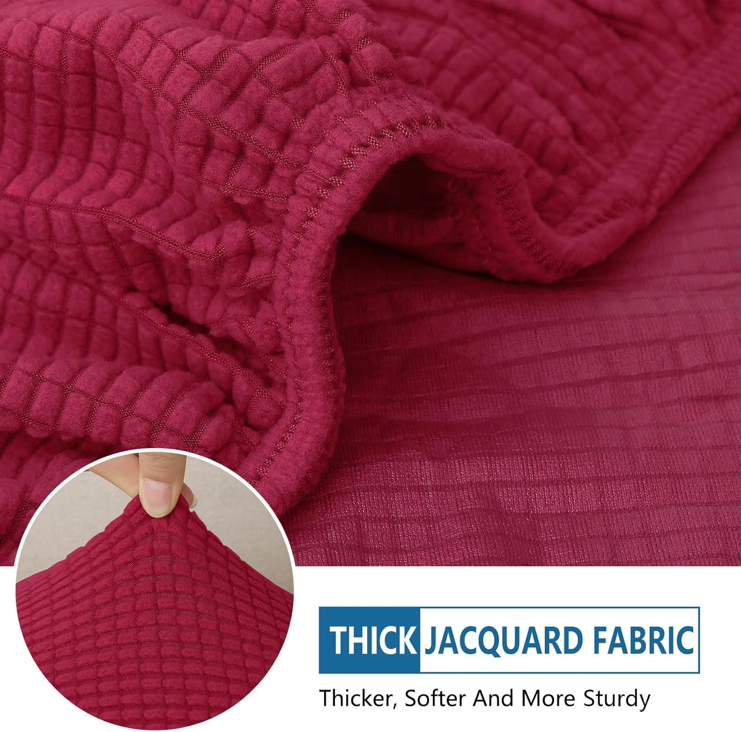 hyha Waterproof Couch Cushion Covers for Pets, Non Slip Sofa Seat Cover for Dogs Washable, Soft Thick Stretch Jacquard Fabric, Sofa Slipcovers with Elastic Bottom (1 Piece for Backrest M, Wine Red)