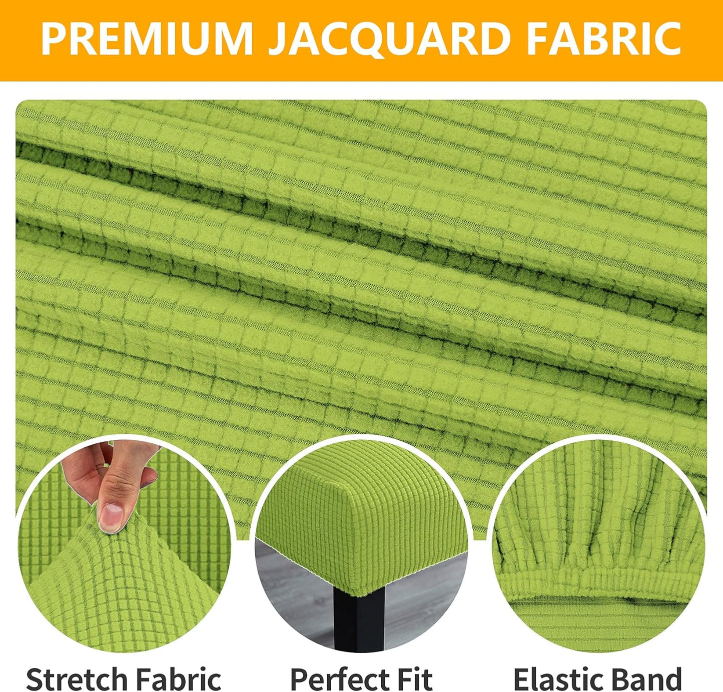 Howhic Chair Covers for Dining Room Set of 6, Stretchy Dining Chair Covers, Textured Jacquard Kitchen Chair Slipcovers, Classy Decor for Home and Banquet (Apple Green, 6 Pack)