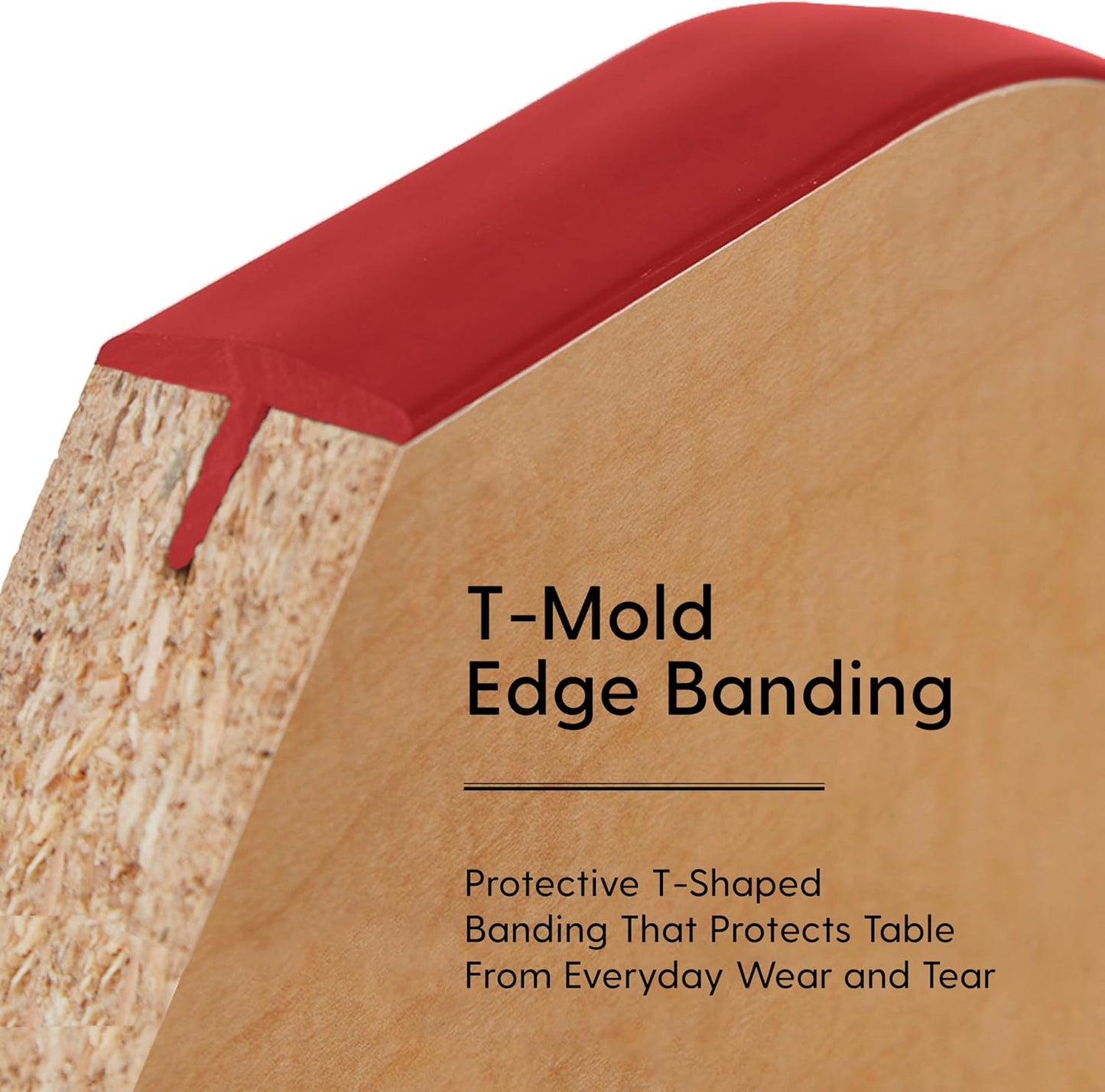 FDP Rectangle Activity School and Classroom Kids Table (24 x 36 inch), Chunky Toddler Leg, Adjustable Height 15-24 inches - Maple Top and Red Edge