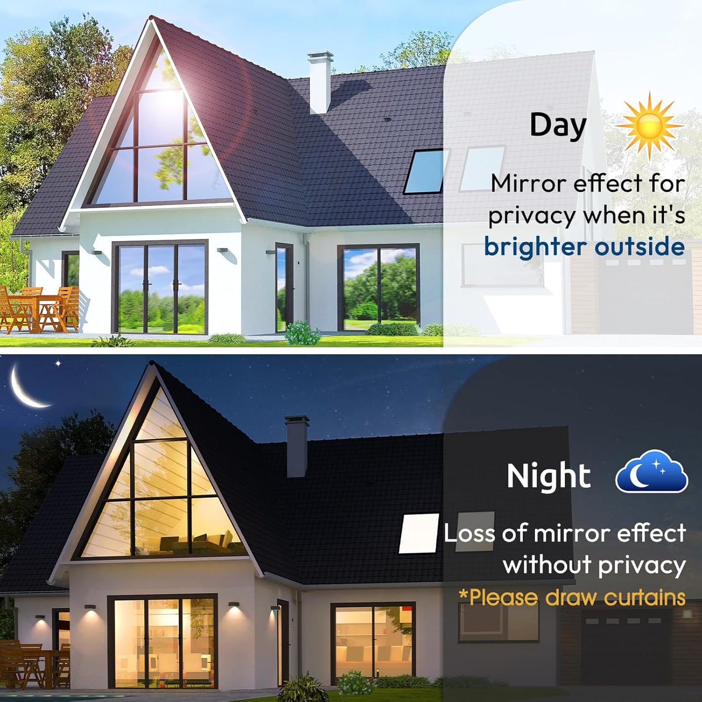 rabbitgoo Window Privacy Film One Way Window Tint for Home, Removable Reflective Heat Sun Blocking Anti UV Glass Door Covering, Mirror Tinting Film House Office, 29.5 in X 13.1 Feet, Blue Silver