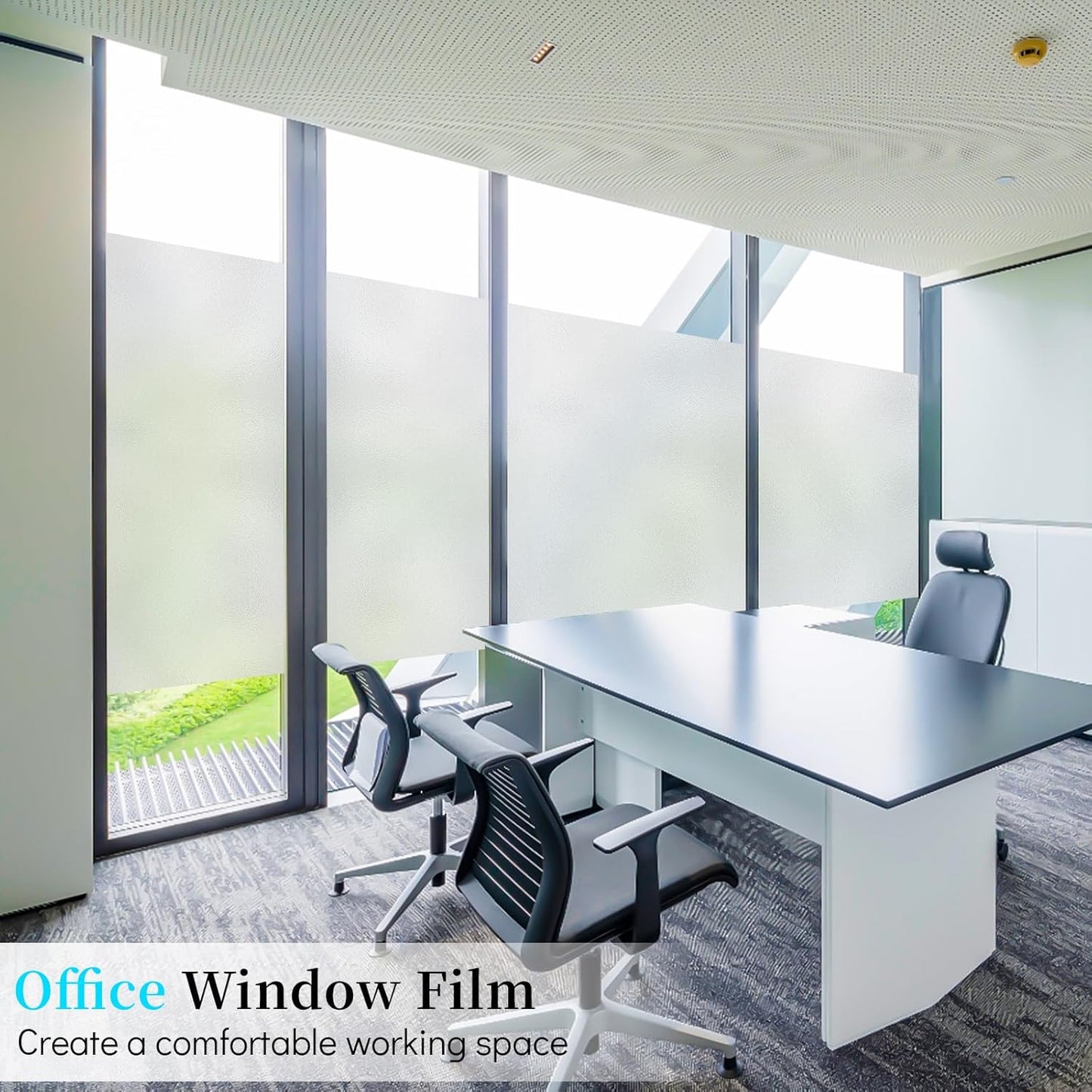 Niviy Frosted Window Film Non-Adhesive Shower Window Covering for Bathroom Office Living Room(17.7" Width by 78.7" Length)