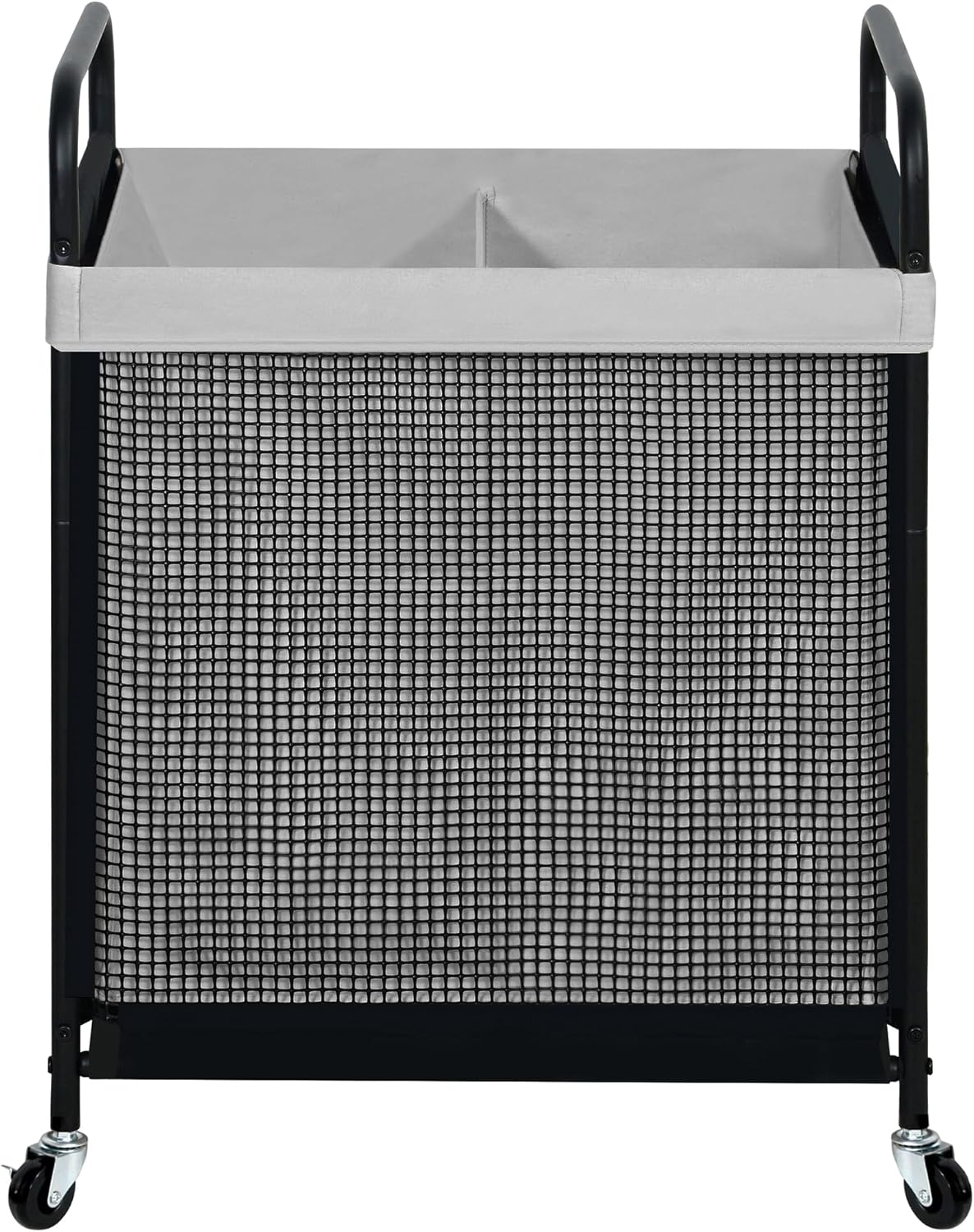 STO STO Laundry Hamper 2 Section, 100L Rolling Laundry Sorter Cart with Removable and Washable Liner Bag, Rolling Clothes Hamper with Metal Handle for Laundry Room and Bedroom, Gray